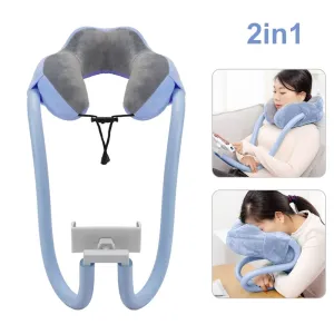 2 in 1 U-Shaped Neck Pillow Universal Phone Holder