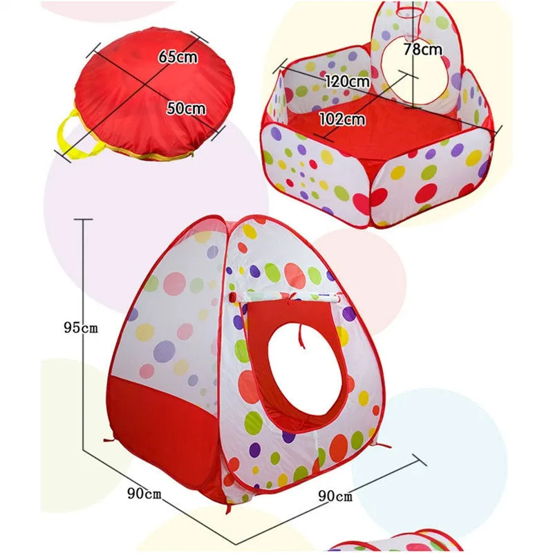 3pcs Kids Play Tent Crawl Tunnel and Ball Pit for Toddlers