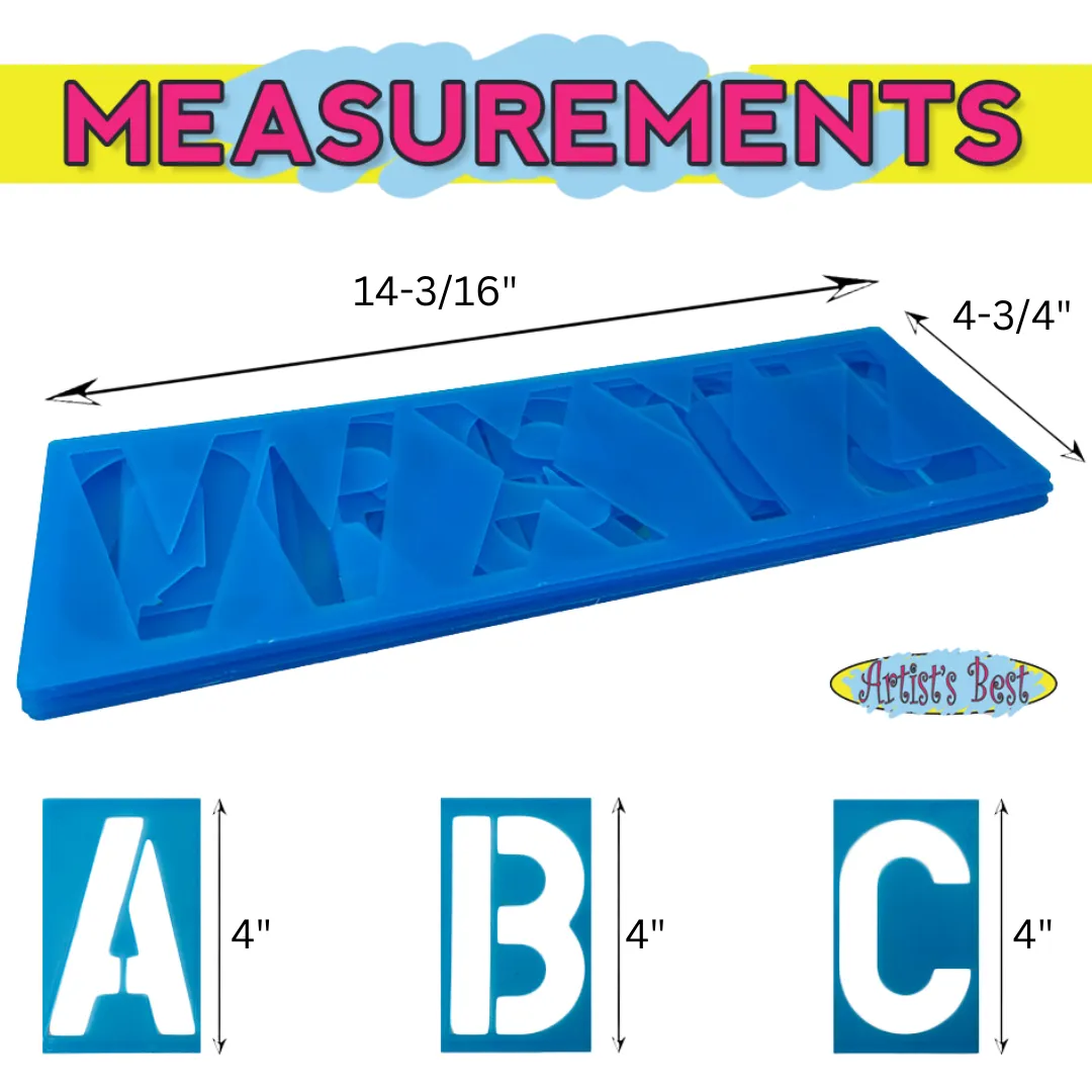 8 Piece 4 Inch Stencils for Numbers, Letters & Symbols  - CR-71027