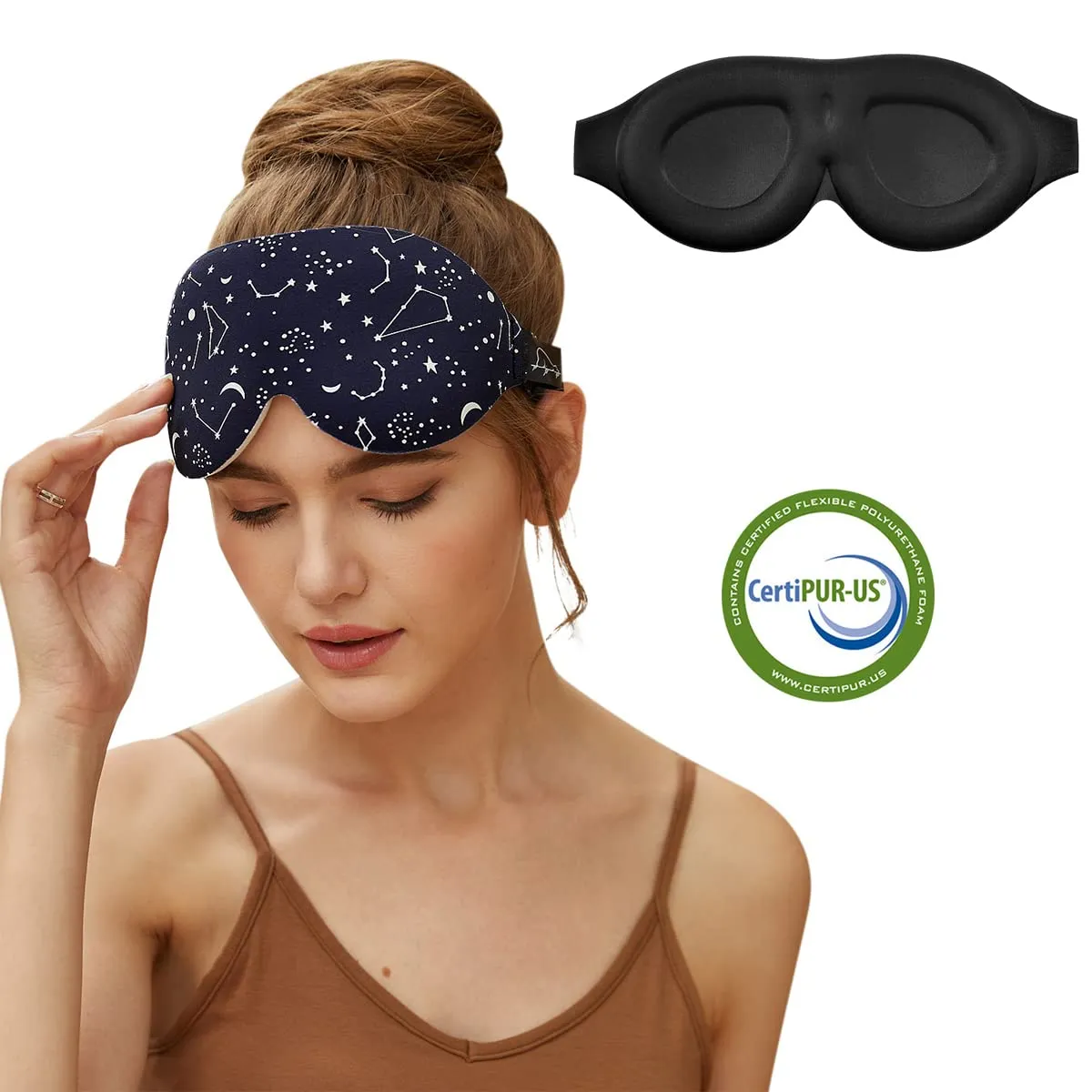 ALASKA BEAR Contoured Cups Sleep Mask for Women Men 100 Percent Blackout, 0 Pressure Blindfold for Sleeping Cool 3D Design Eyeshade - w/Silky Bag and Memory Foam Earplugs - Zoadic Constellations A Starry Night