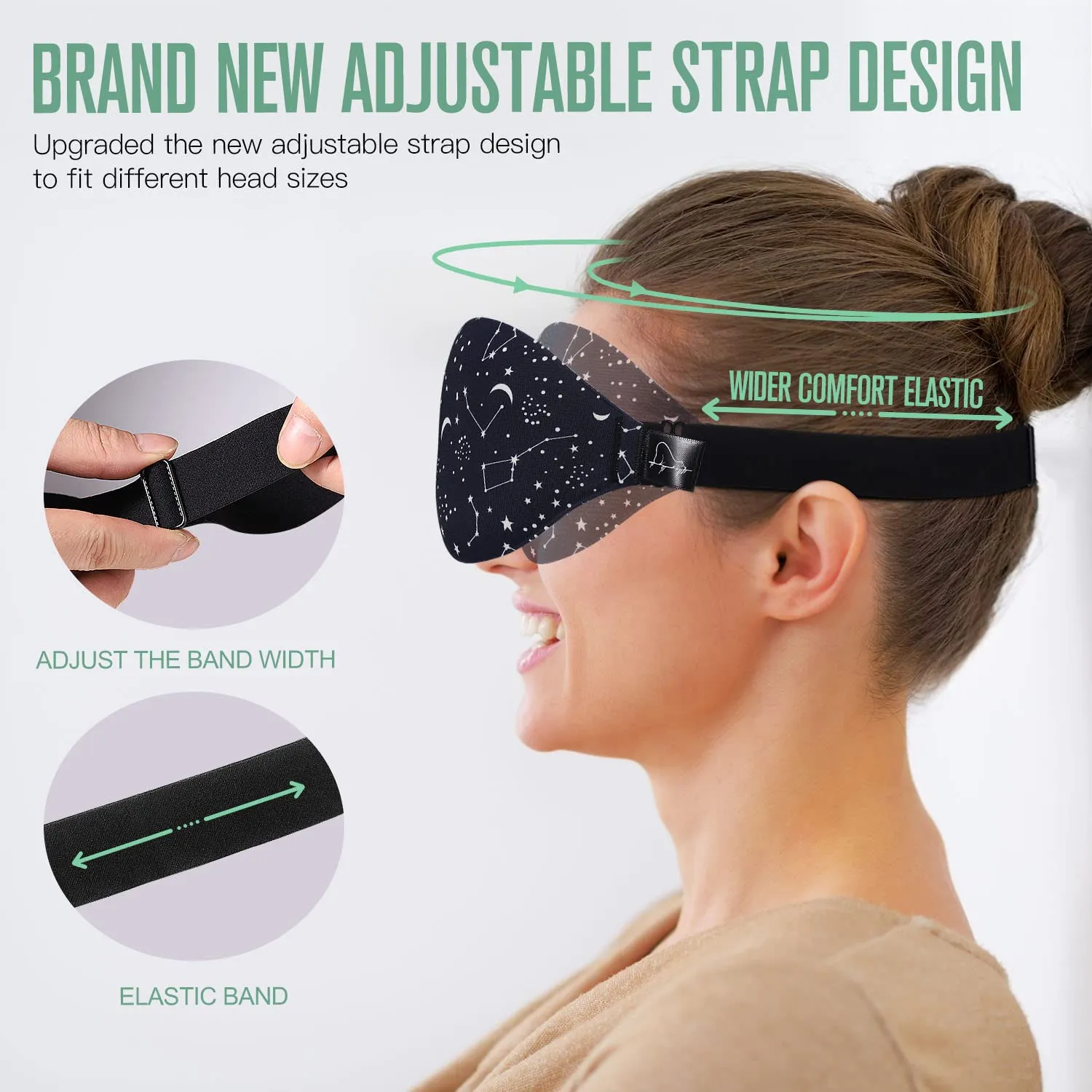 ALASKA BEAR Contoured Cups Sleep Mask for Women Men 100 Percent Blackout, 0 Pressure Blindfold for Sleeping Cool 3D Design Eyeshade - w/Silky Bag and Memory Foam Earplugs - Zoadic Constellations A Starry Night