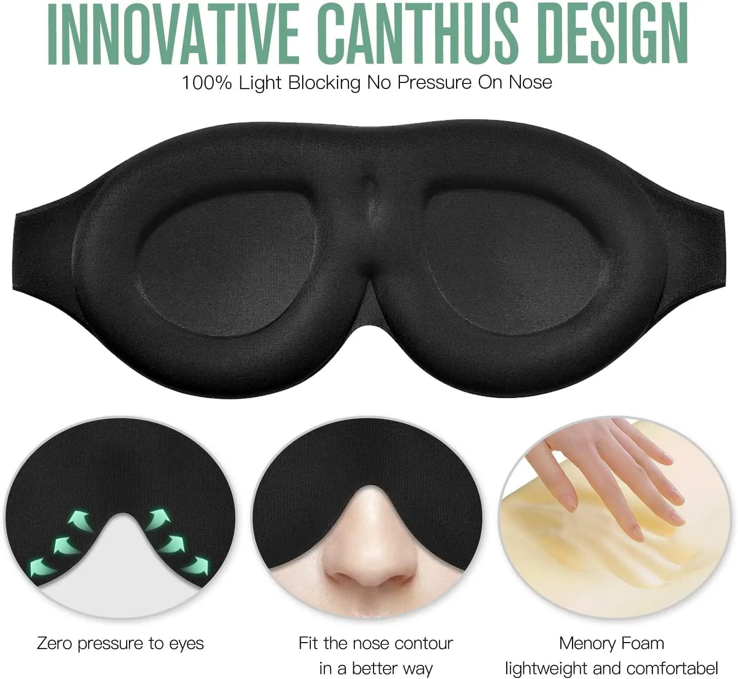 ALASKA BEAR Memory Foam Sleep Mask with 3D Molded Cups, a Contour Pillow for Your Eyes