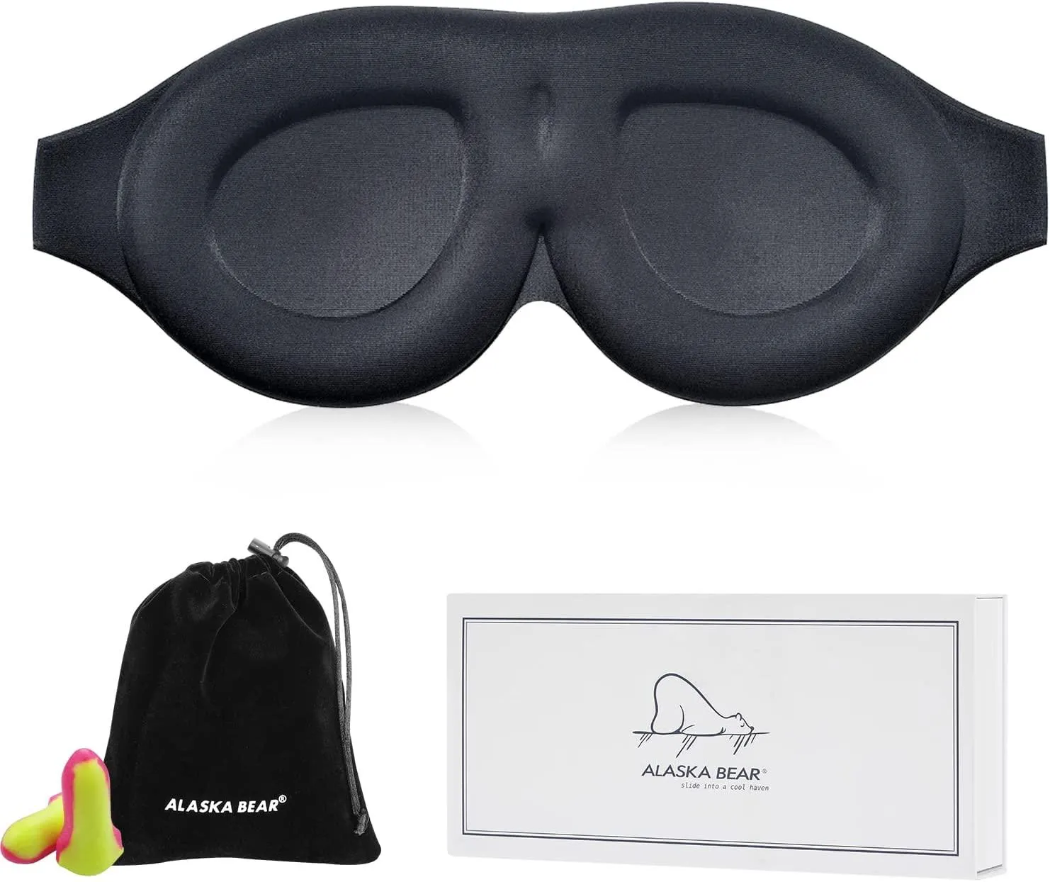 ALASKA BEAR Memory Foam Sleep Mask with 3D Molded Cups, a Contour Pillow for Your Eyes