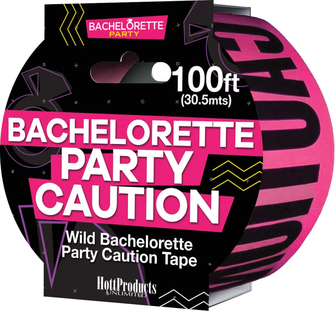 Bachelorette Party Caution Tape - 100 Feet, Pink with Black Print, Wild Party Atmosphere Enhancer