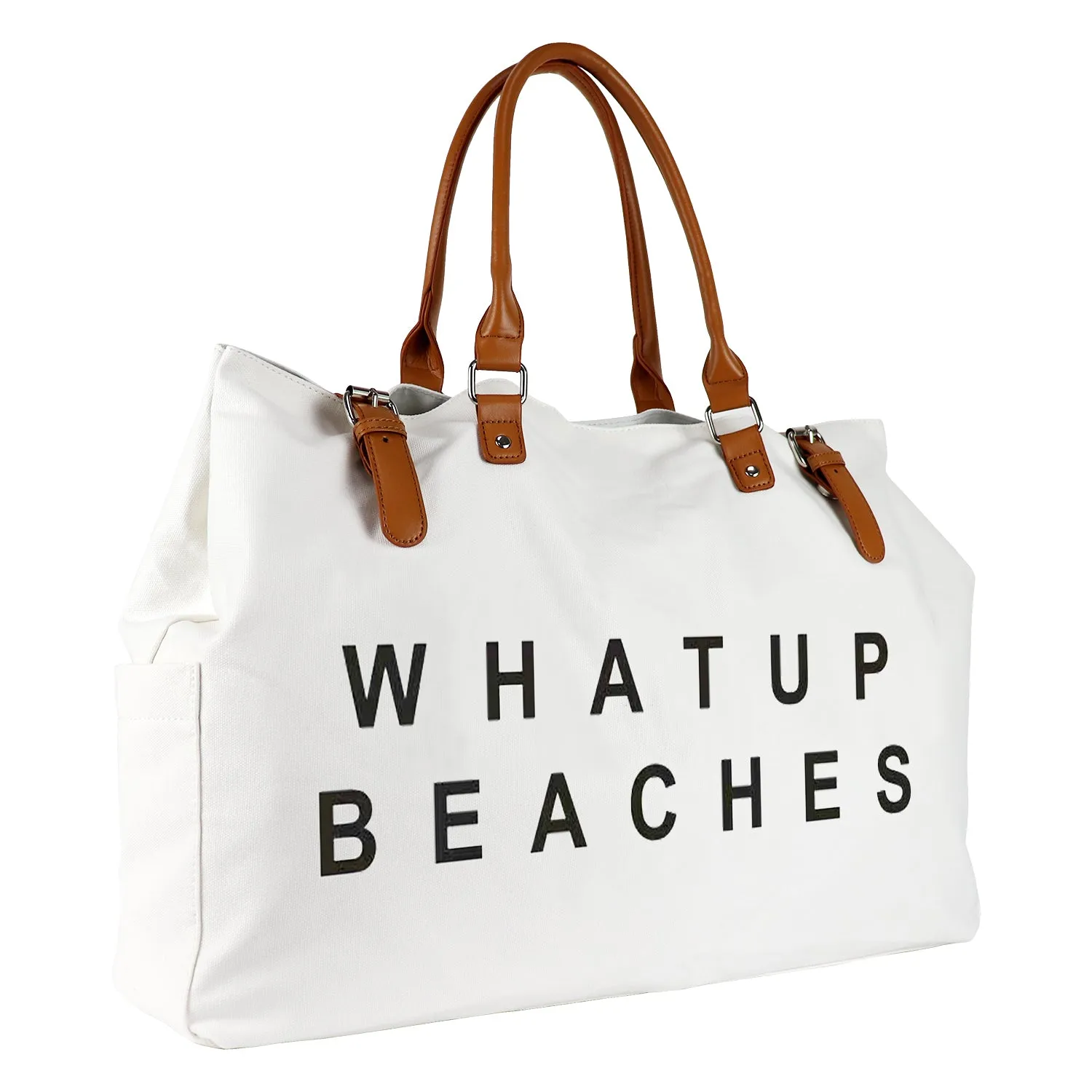 Beach Bag with Leather Handle, Extra Large Beach Bag for Women Waterproof Sandproof, Whatup Beaches Bag