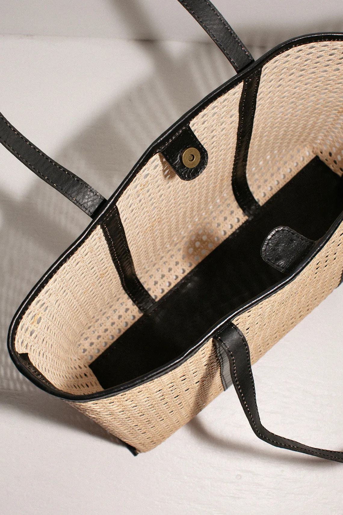 Black Woven Rattan Margot Bag