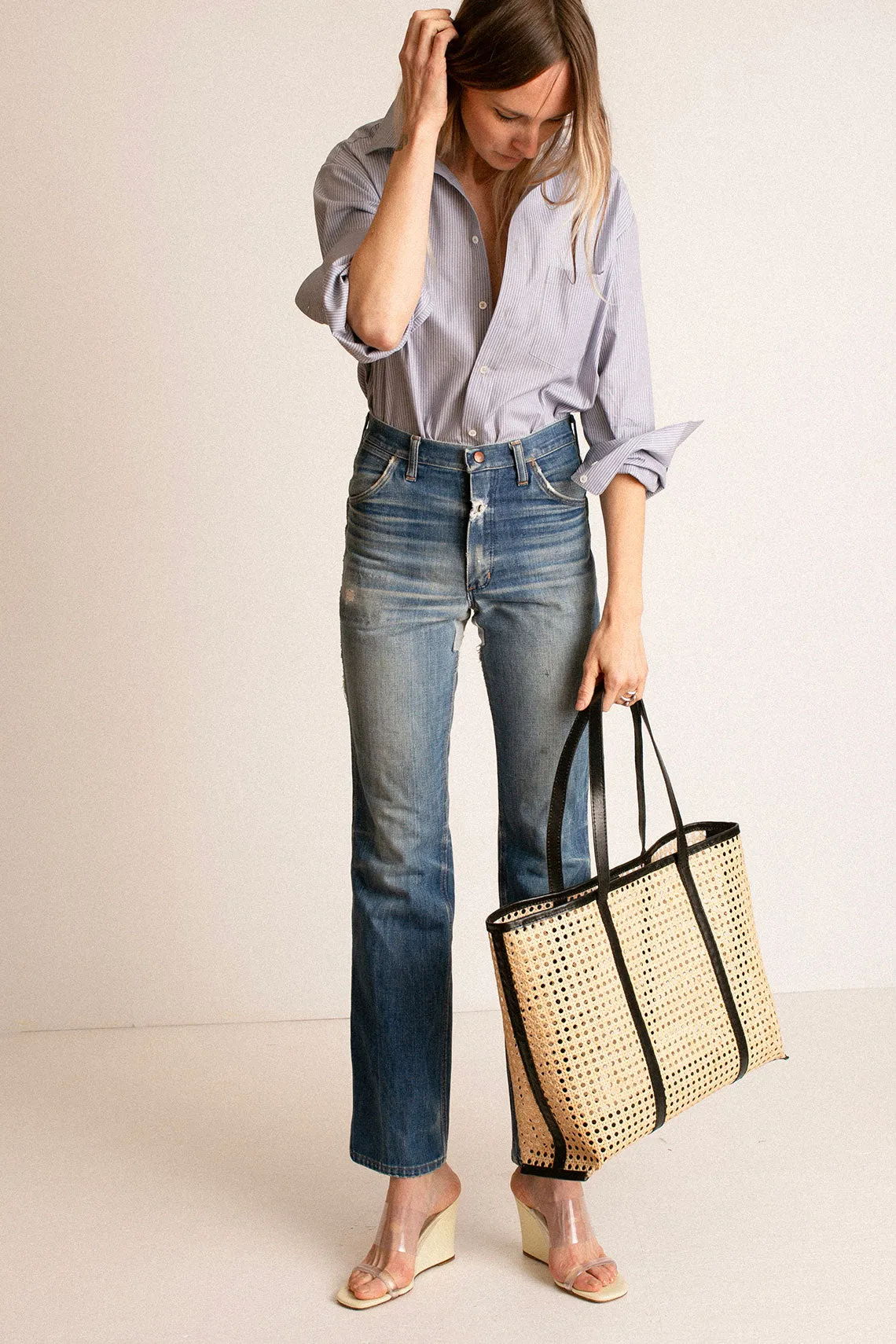 Black Woven Rattan Margot Bag