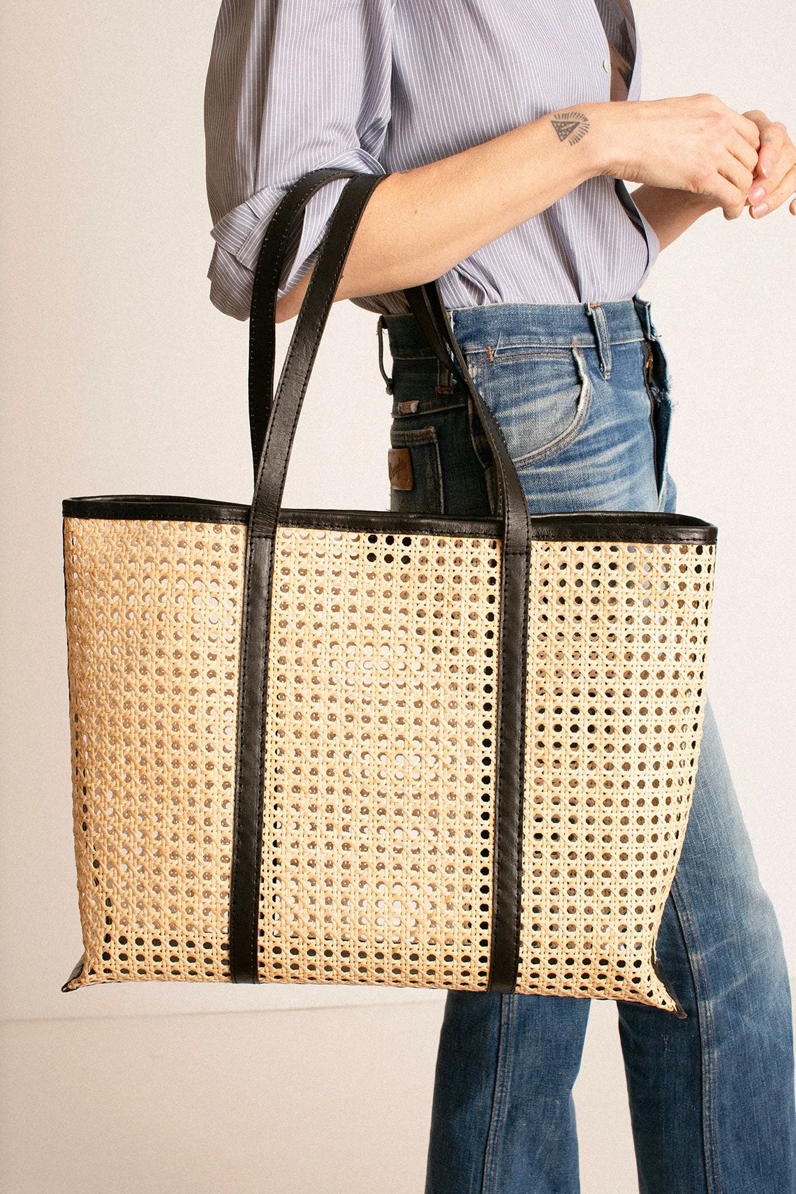 Black Woven Rattan Margot Bag