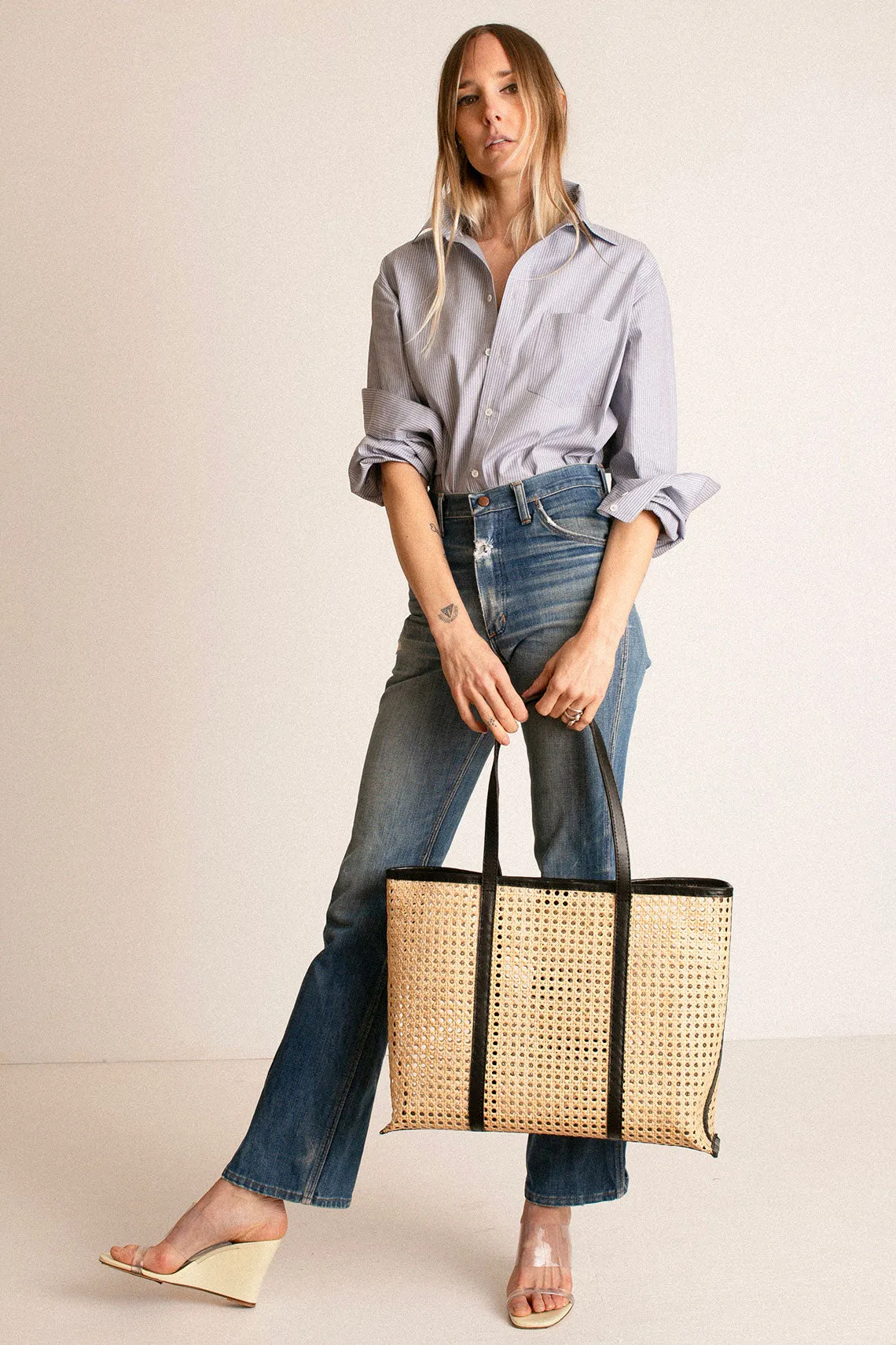 Black Woven Rattan Margot Bag
