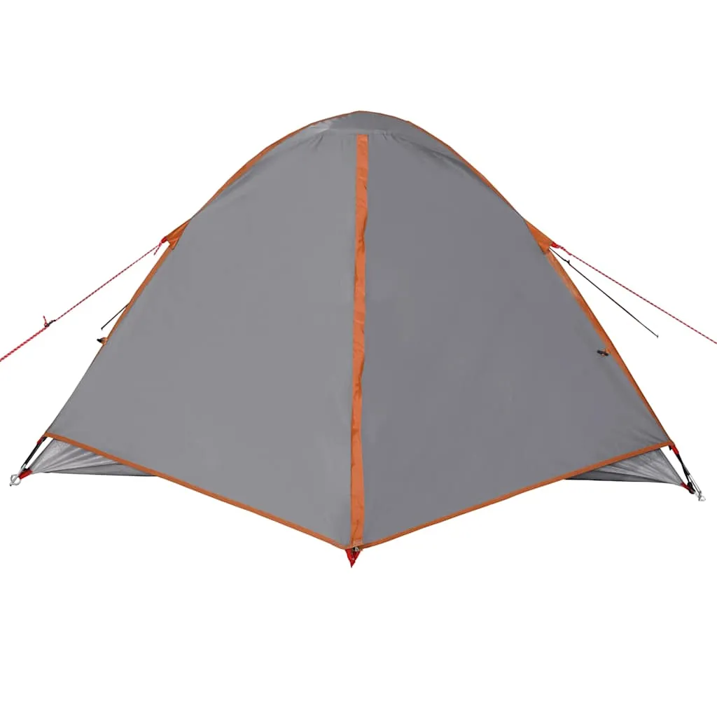 Camping Tent Dome 3-Person Grey and Orange Waterproof