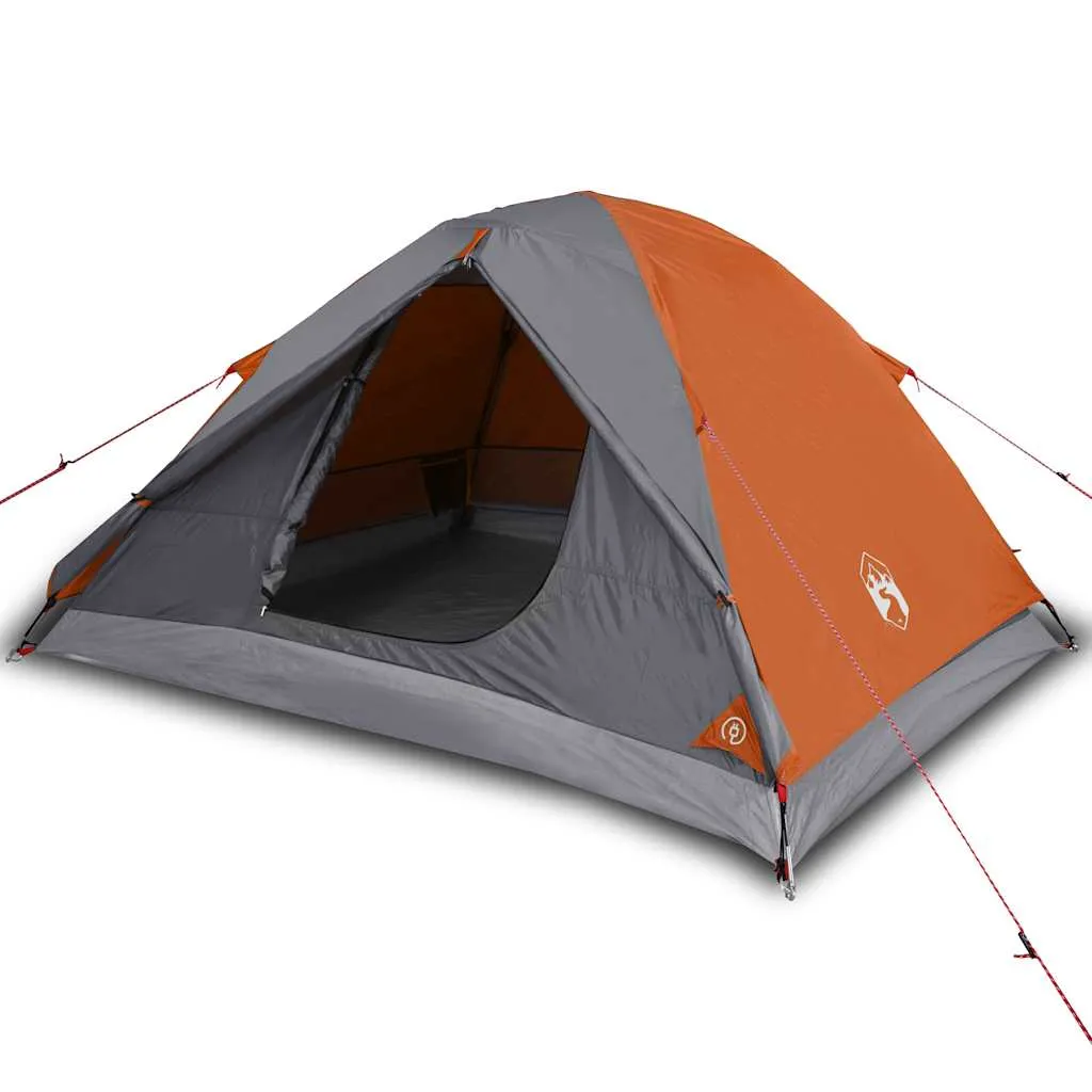 Camping Tent Dome 3-Person Grey and Orange Waterproof