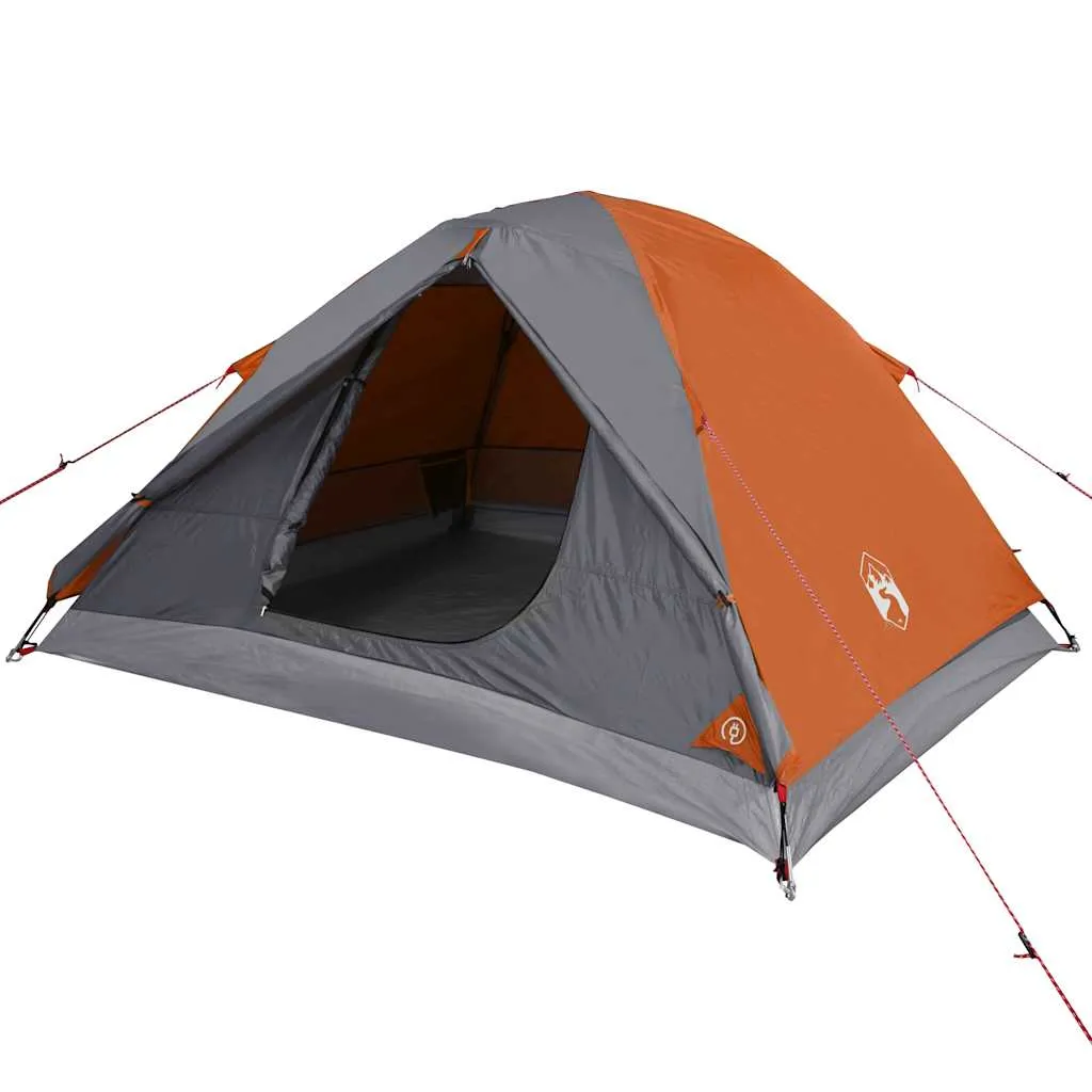 Camping Tent Dome 3-Person Grey and Orange Waterproof