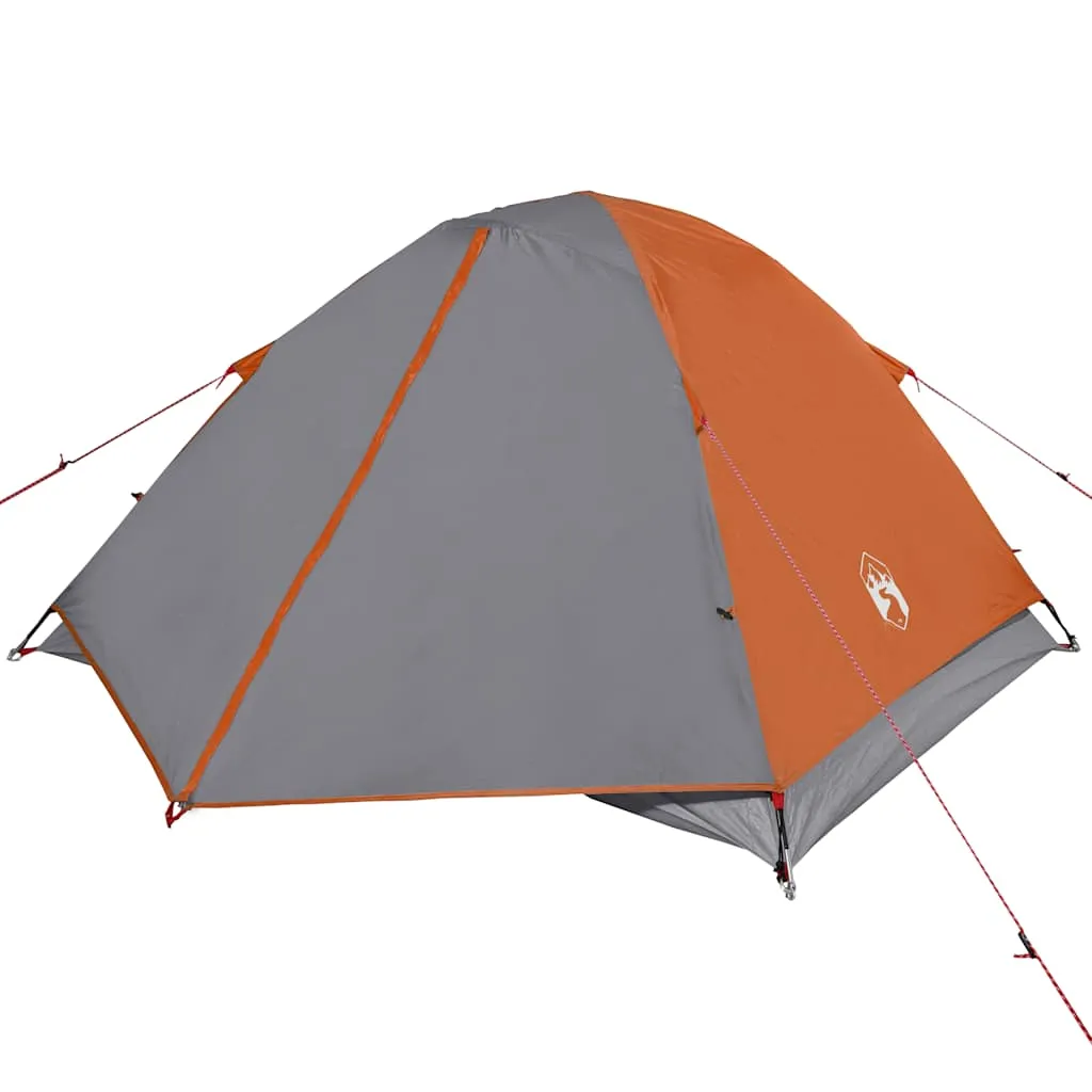 Camping Tent Dome 3-Person Grey and Orange Waterproof