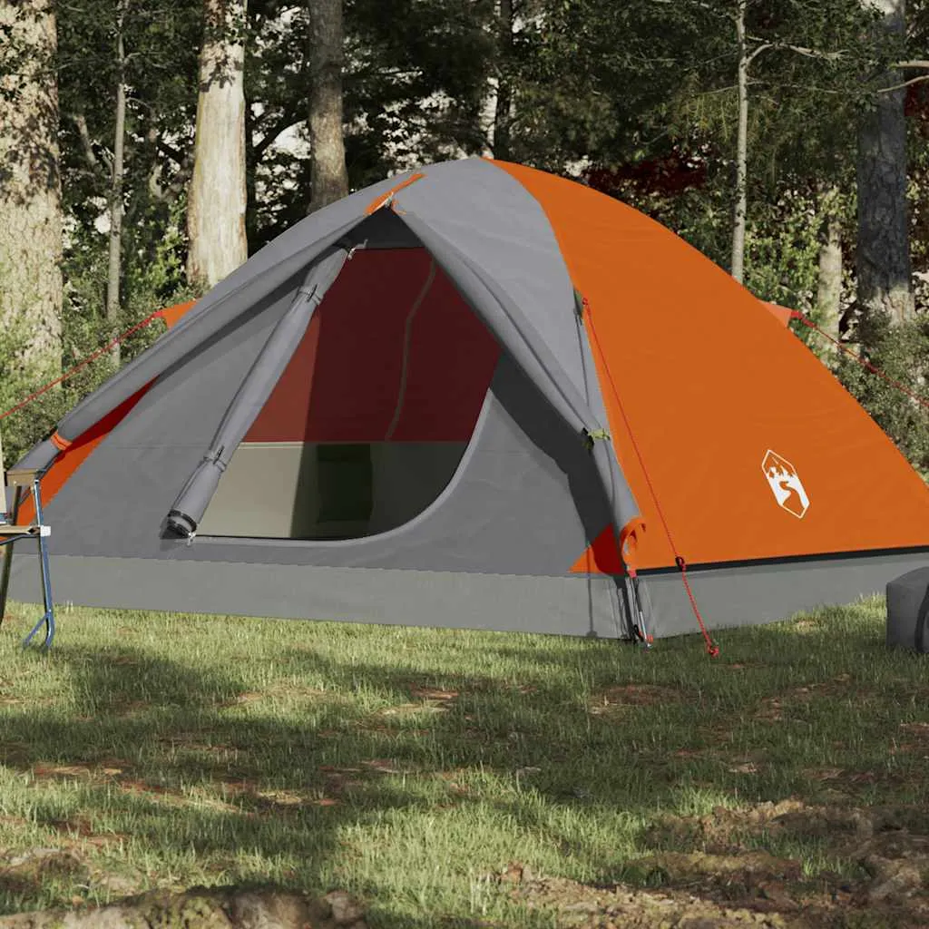 Camping Tent Dome 3-Person Grey and Orange Waterproof