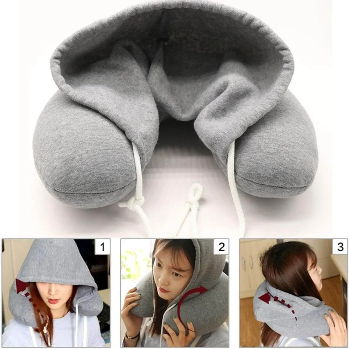 Hooded Neck Pillow with Hood Hoodie Travel Pillow