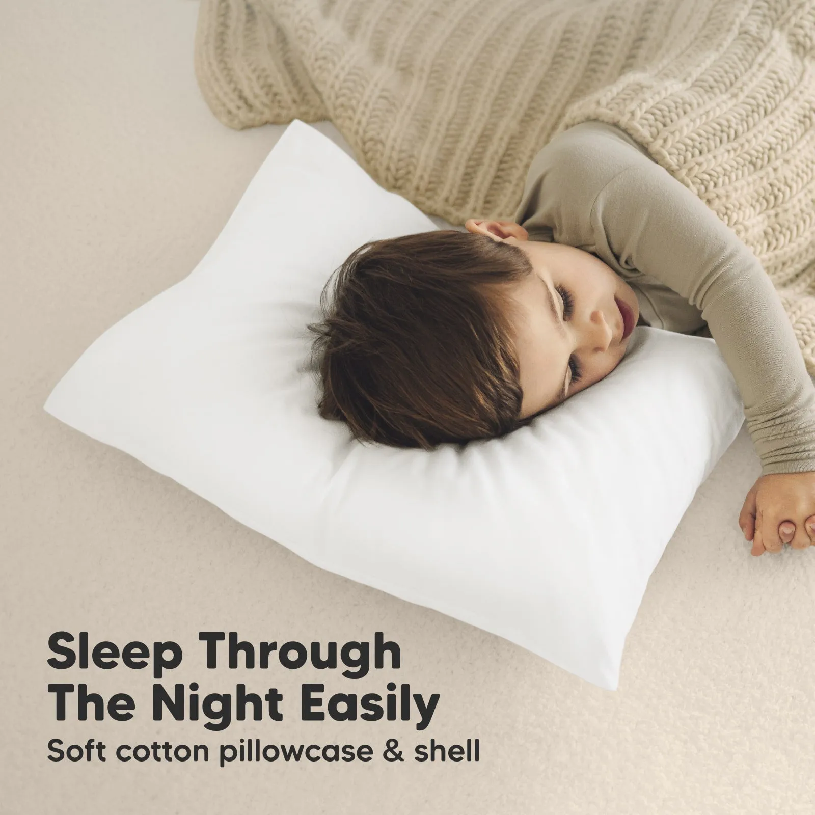 Jumbo Toddler Pillow with Pillowcase (Soft White)