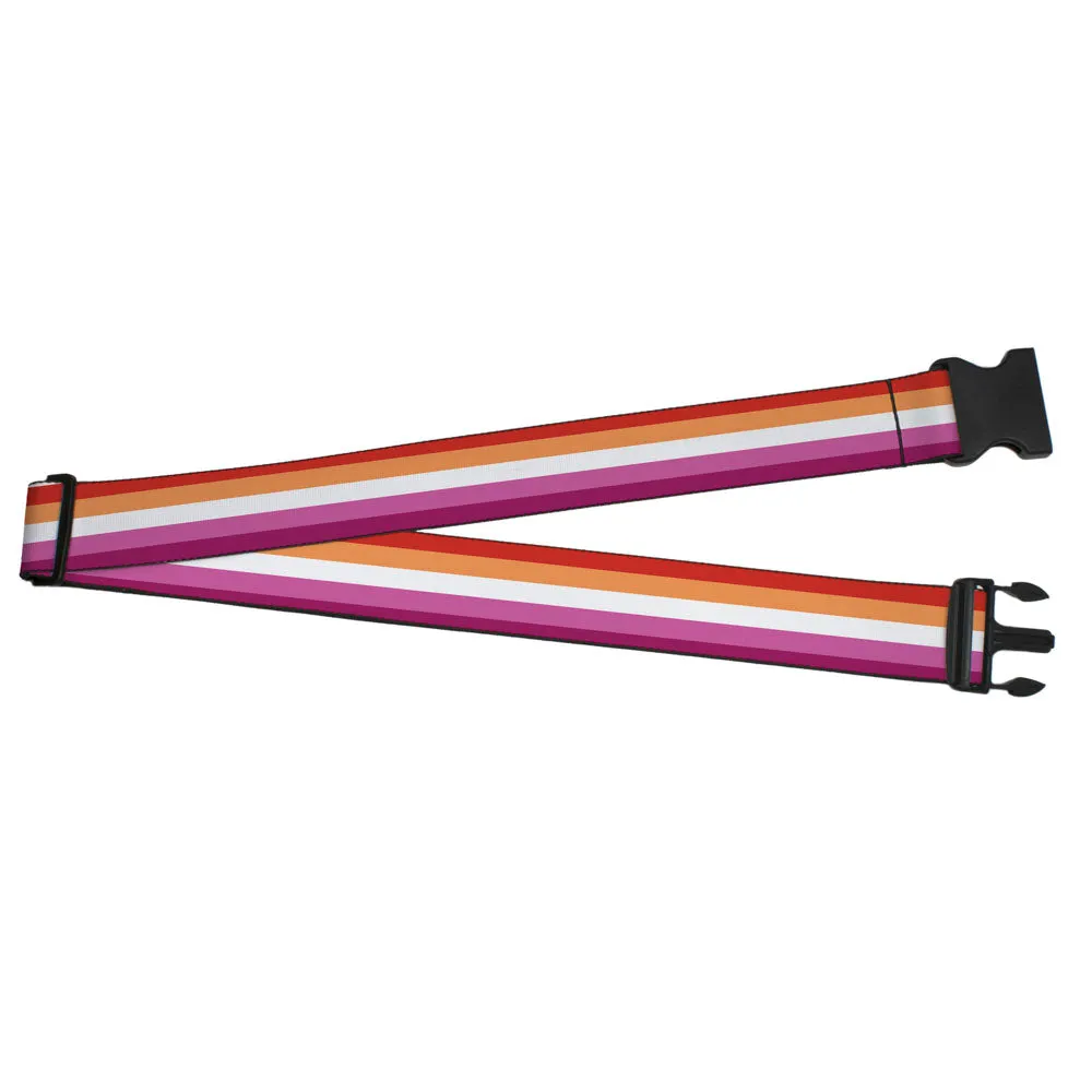 Luggage Strap - 2.0" - Flag Lesbian Five Stripe Oranges White Pinks