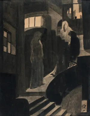 Meeting At The Staircase II - Gaganendranath Tagore - Bengal School - Indian Art Painting - Art Prints