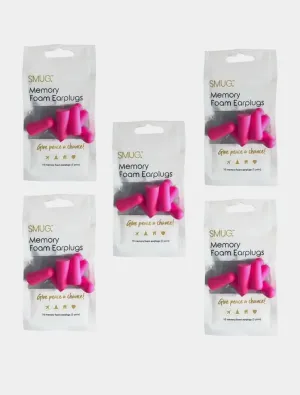 Memory Foam Earplugs - Bright Pink (5 Packs)