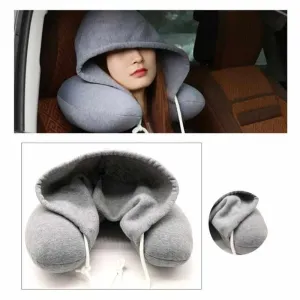 Multi-Function U-Shape Headrest Memory Foam Neck Pillow With Cap