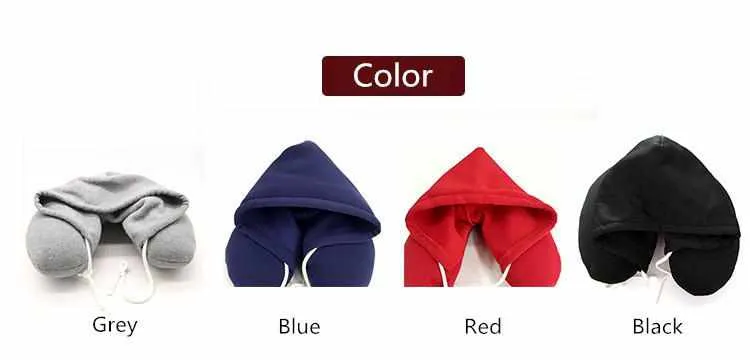 Multi-Function U-Shape Headrest Memory Foam Neck Pillow With Cap