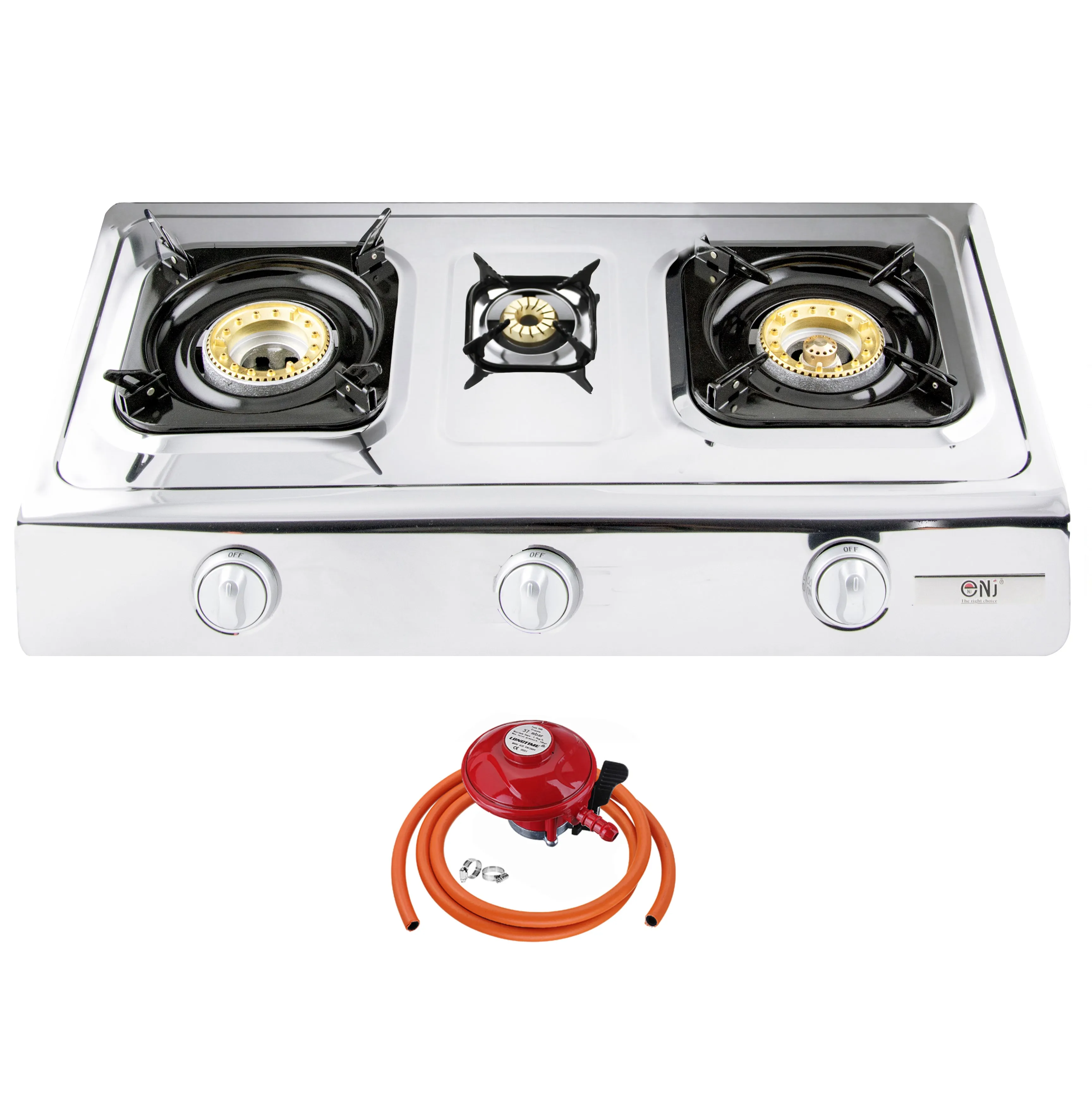NJ NGB-300 Portable 3 Burners Gas Stove for Outdoor Camping LPG 8 kW with Piezo