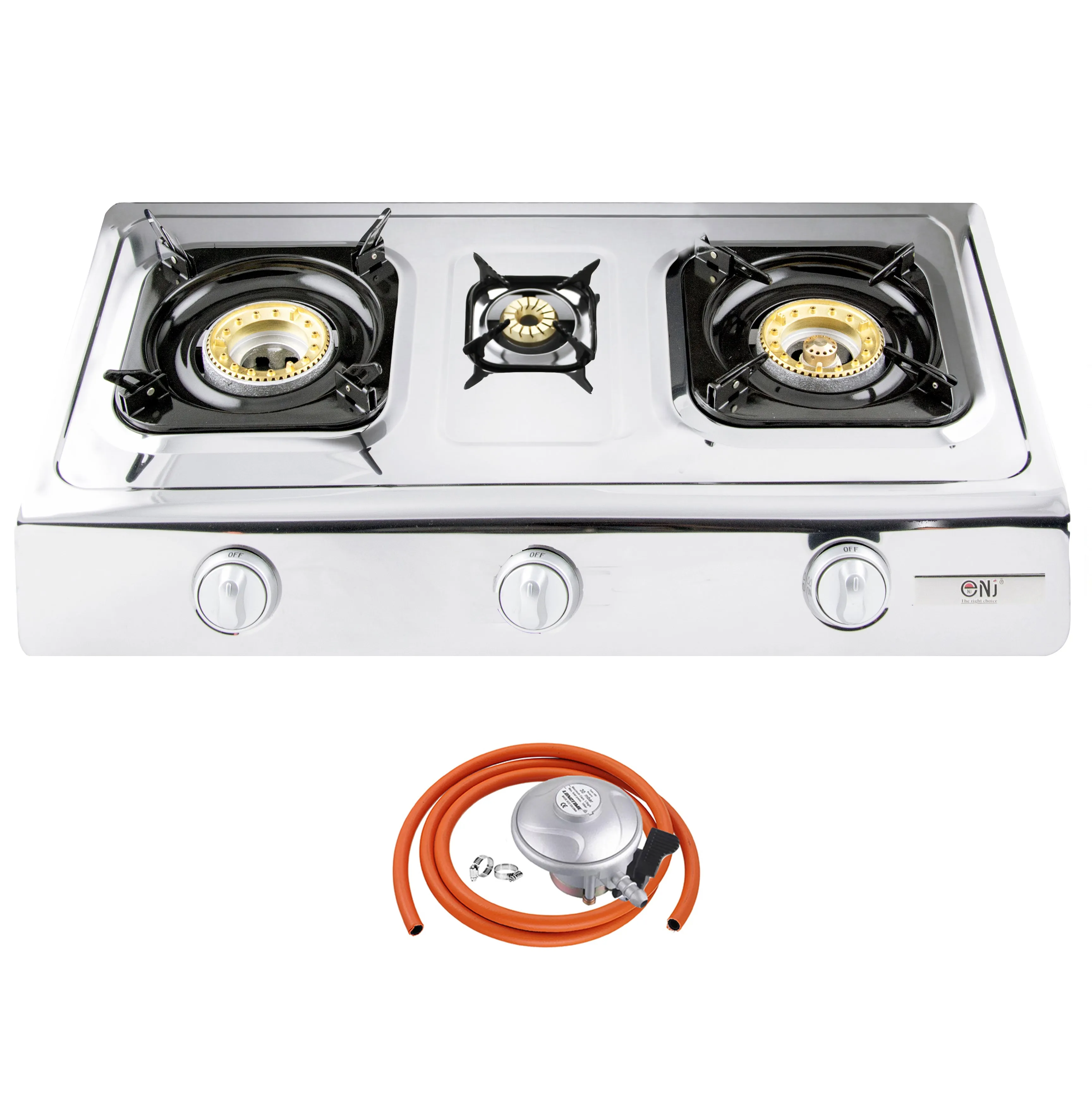 NJ NGB-300 Portable 3 Burners Gas Stove for Outdoor Camping LPG 8 kW with Piezo