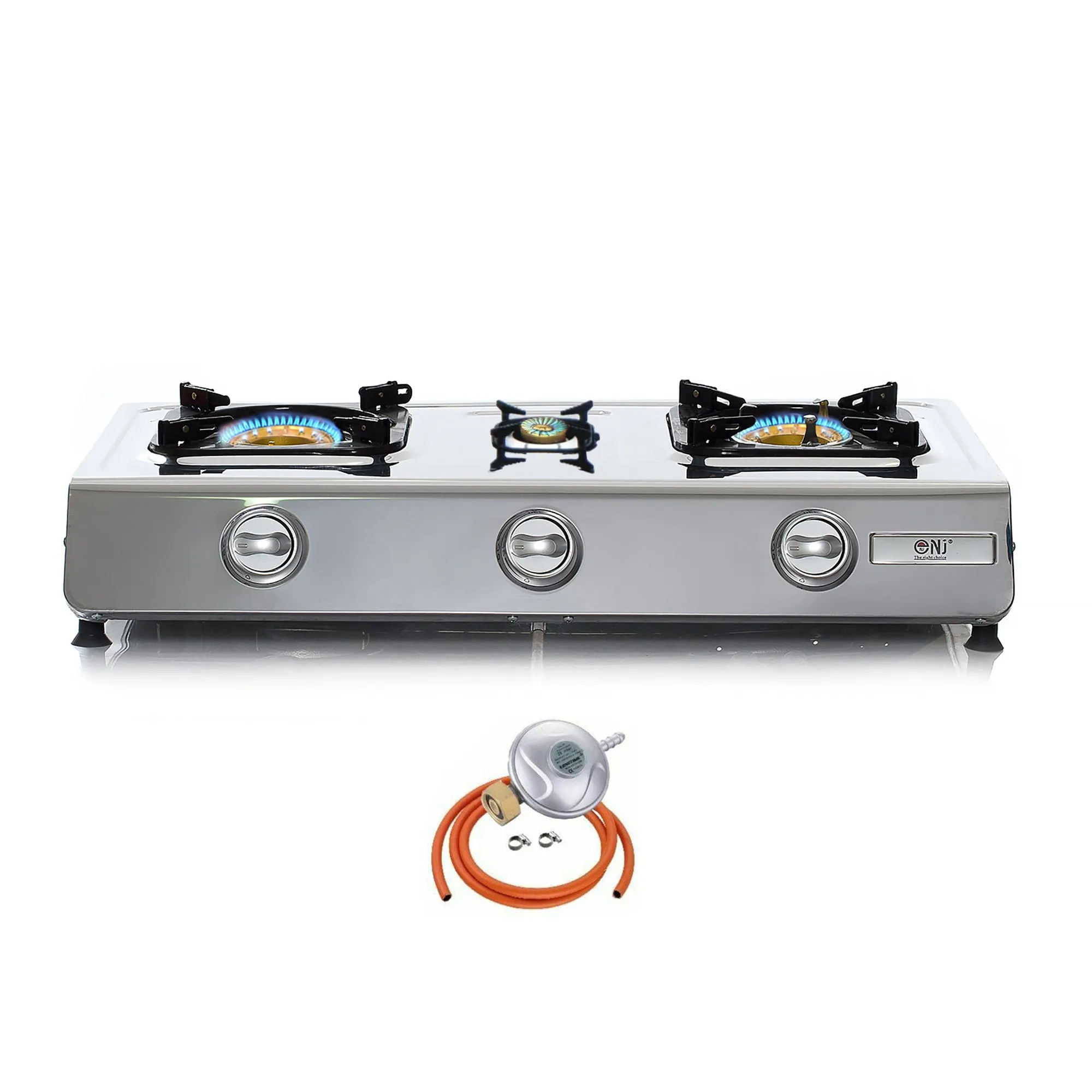 NJ NGB-300 Portable 3 Burners Gas Stove for Outdoor Camping LPG 8 kW with Piezo