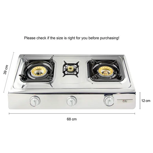 NJ NGB-300 Portable 3 Burners Gas Stove for Outdoor Camping LPG 8 kW with Piezo