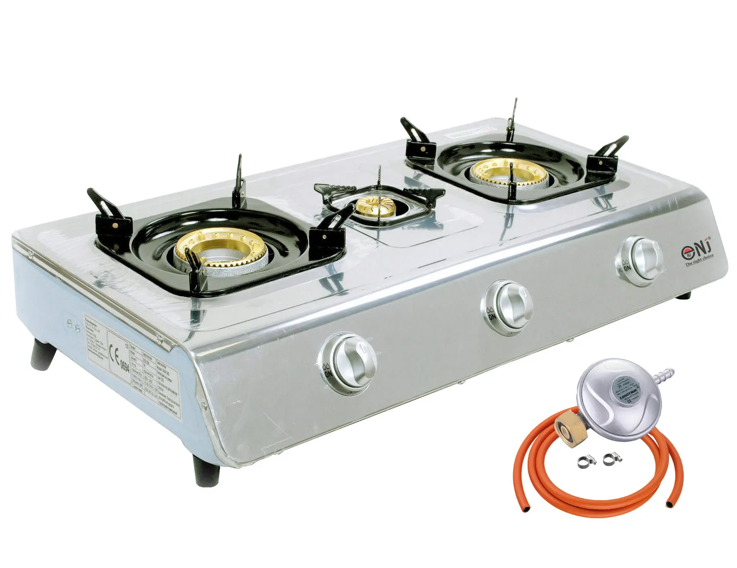 NJ NGB-300 Portable 3 Burners Gas Stove for Outdoor Camping LPG 8 kW with Piezo