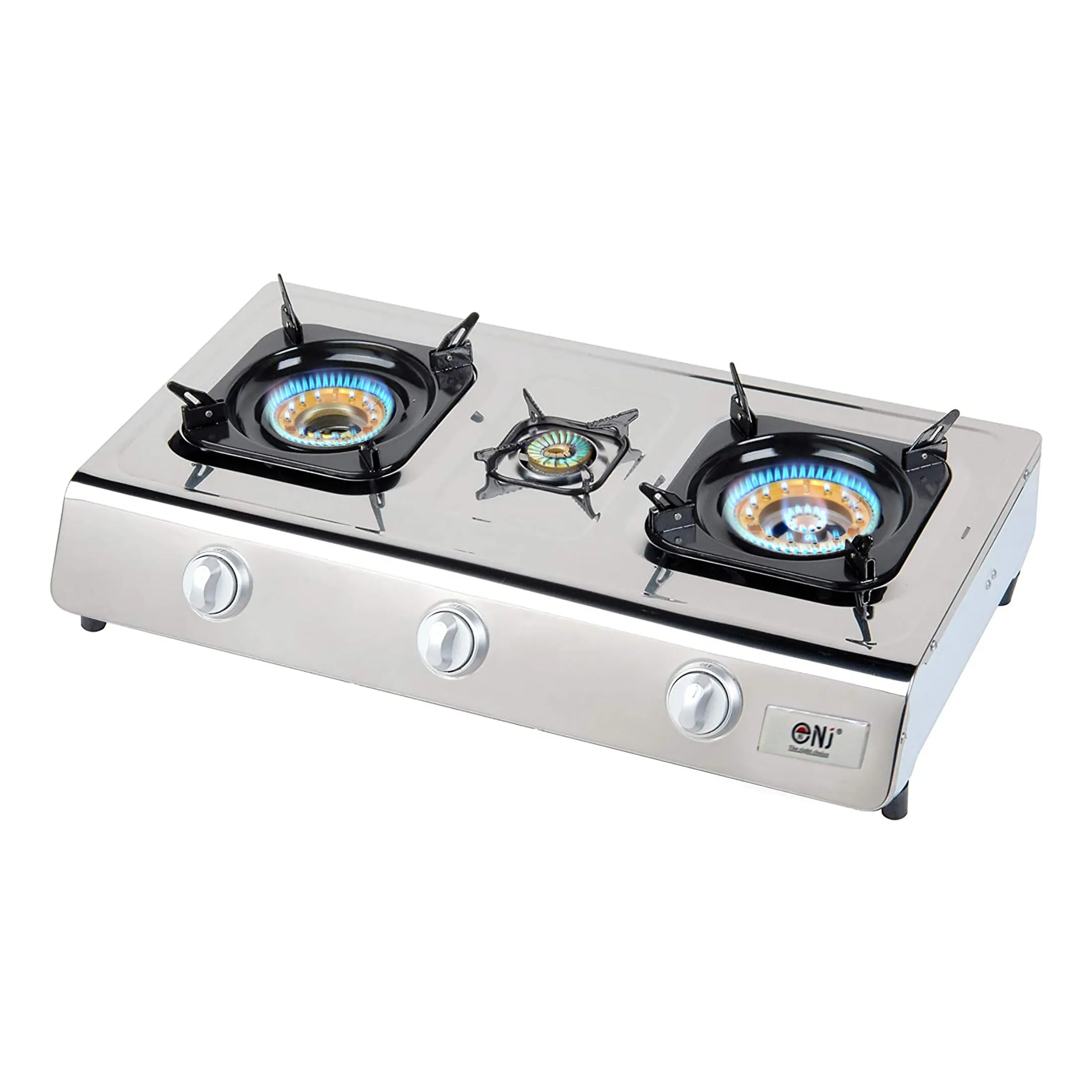 NJ NGB-300 Portable 3 Burners Gas Stove for Outdoor Camping LPG 8 kW with Piezo