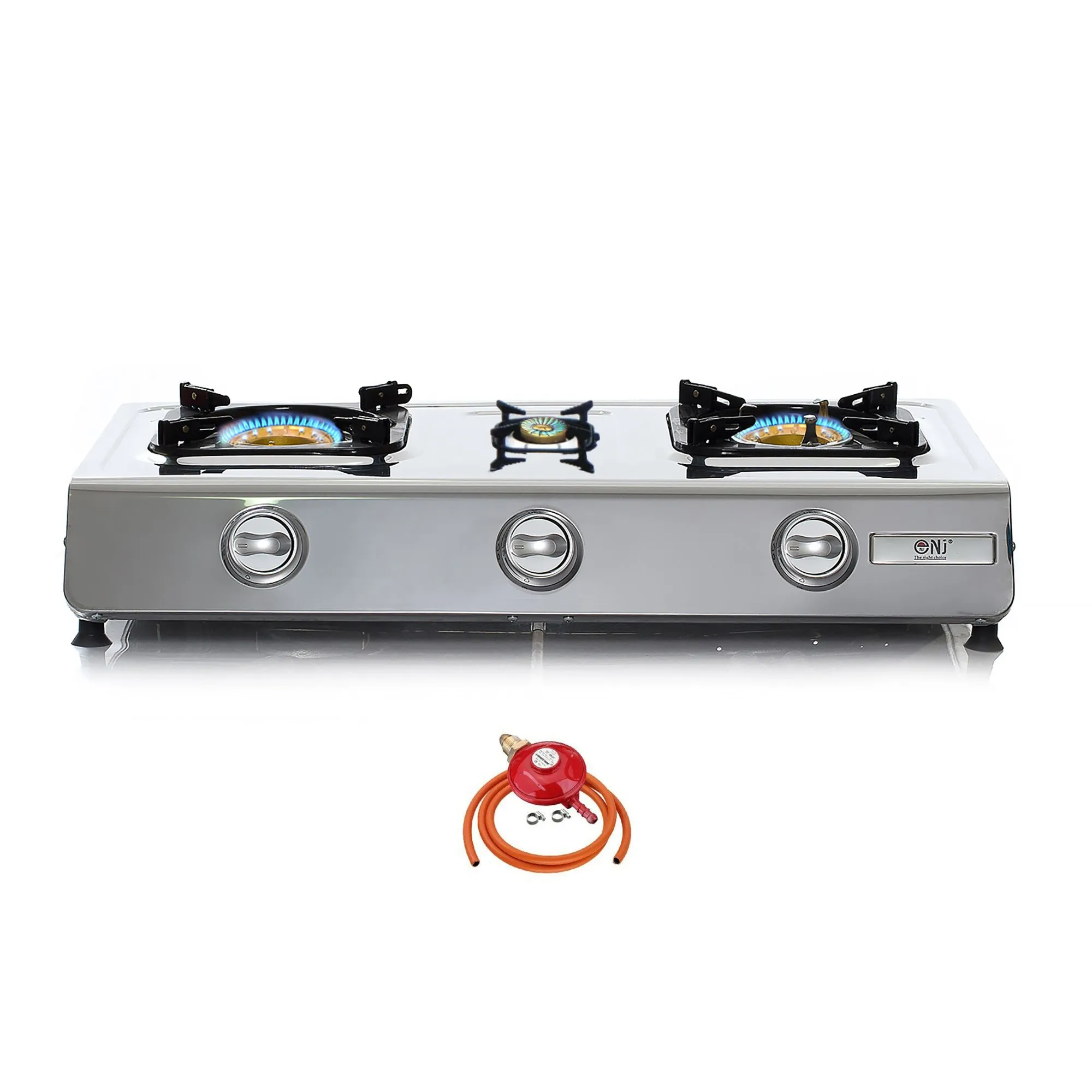 NJ NGB-300 Portable 3 Burners Gas Stove for Outdoor Camping LPG 8 kW with Piezo