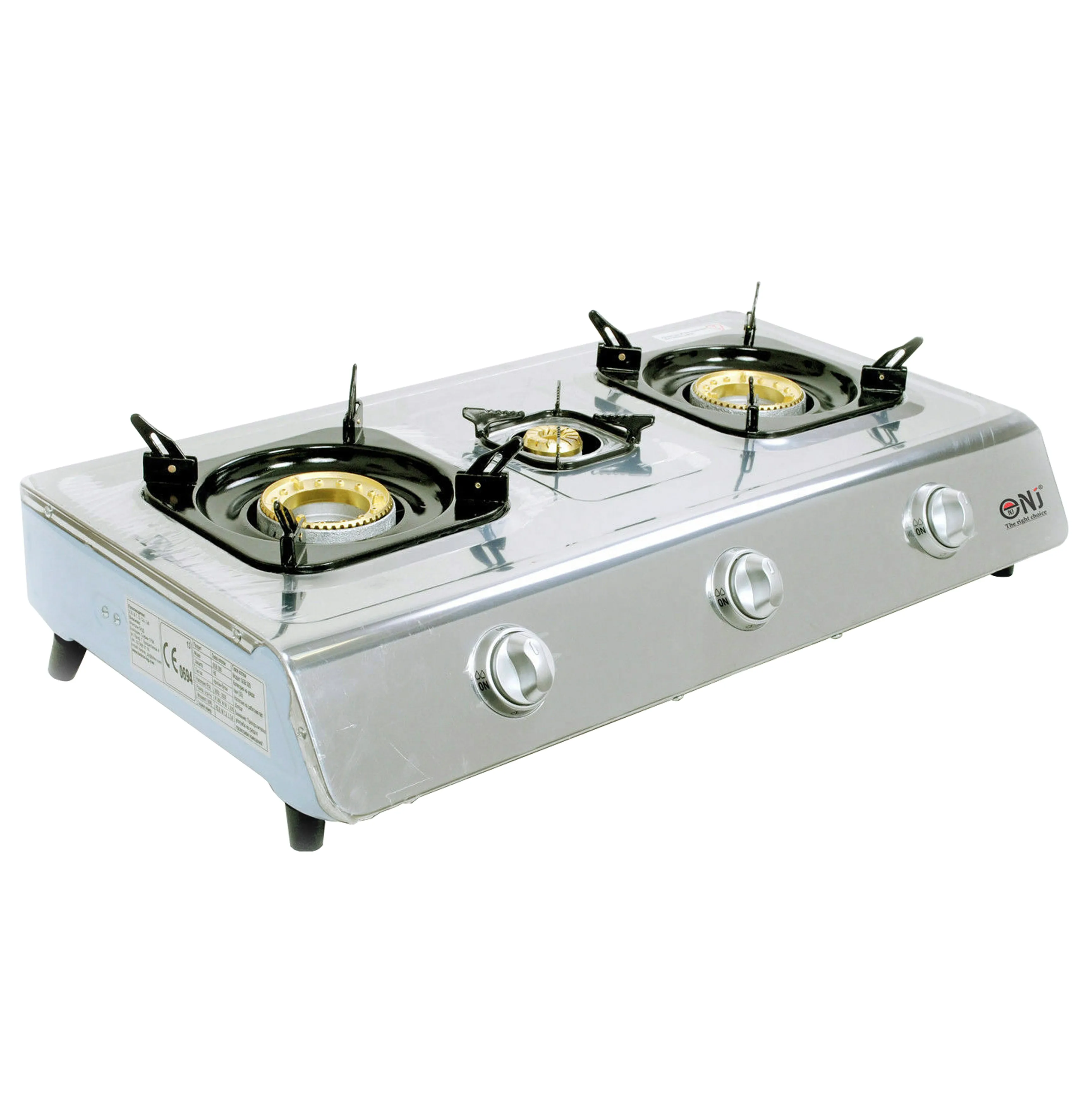 NJ NGB-300 Portable 3 Burners Gas Stove for Outdoor Camping LPG 8 kW with Piezo