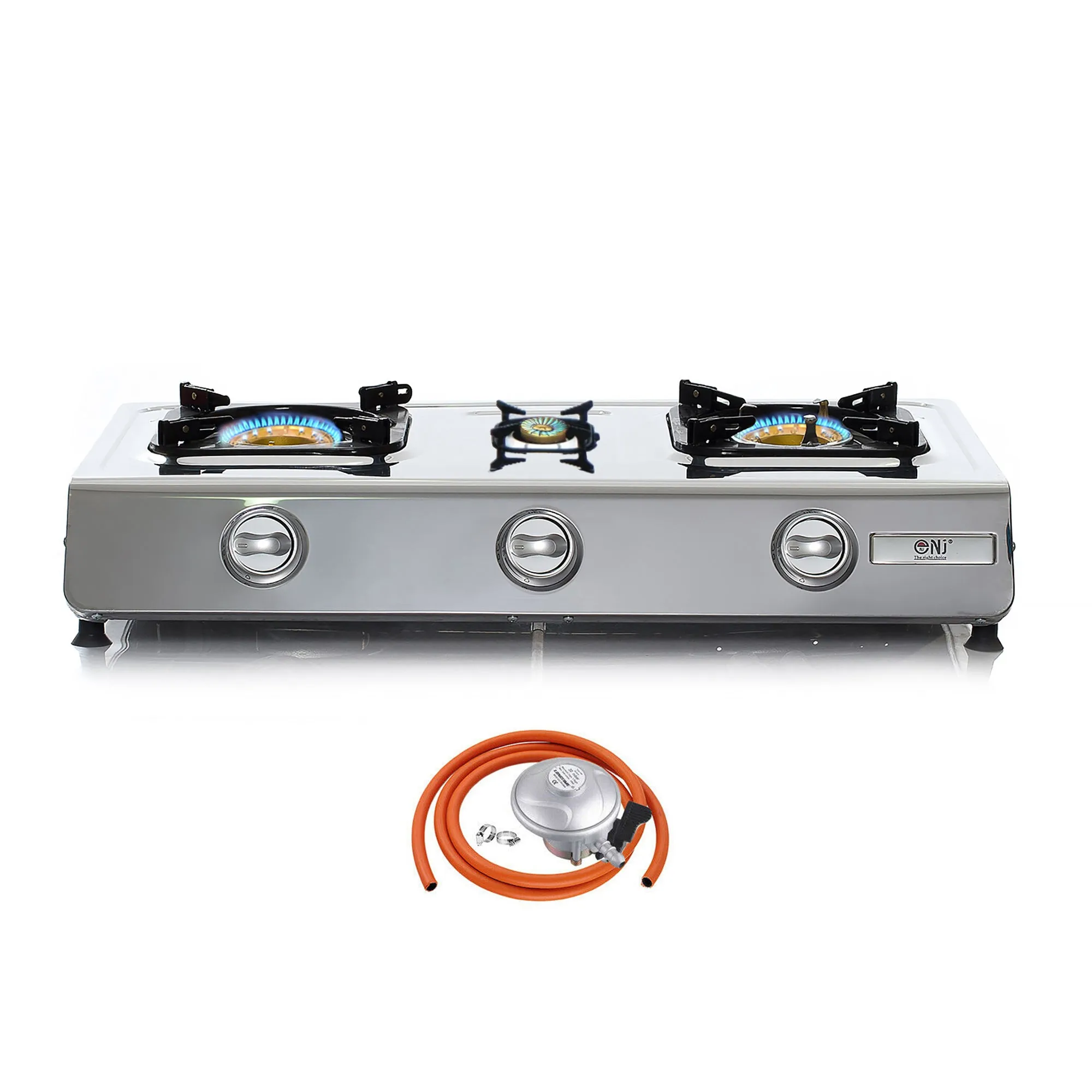 NJ NGB-300 Portable 3 Burners Gas Stove for Outdoor Camping LPG 8 kW with Piezo
