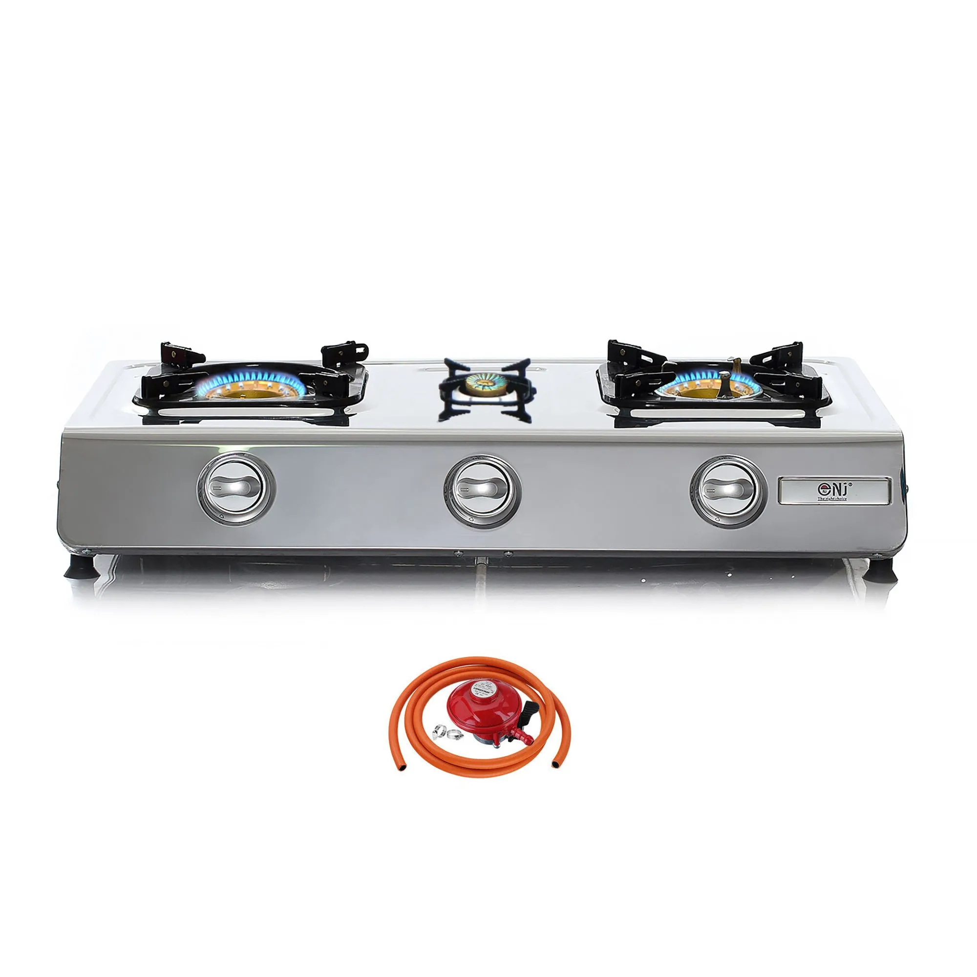 NJ NGB-300 Portable 3 Burners Gas Stove for Outdoor Camping LPG 8 kW with Piezo