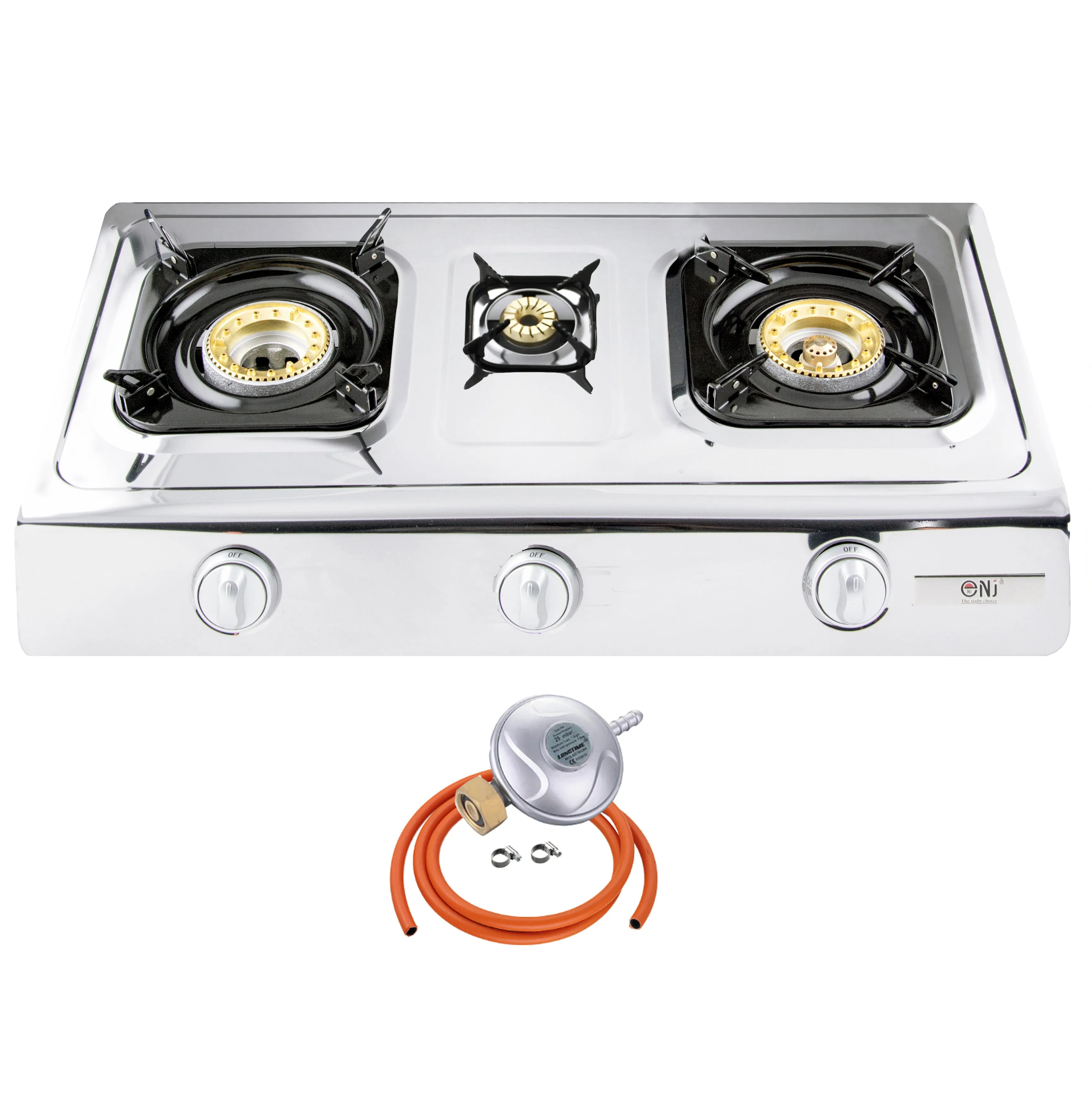 NJ NGB-300 Portable 3 Burners Gas Stove for Outdoor Camping LPG 8 kW with Piezo