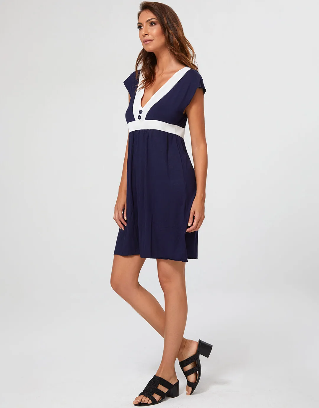 Pitusa Dress - Navy and White