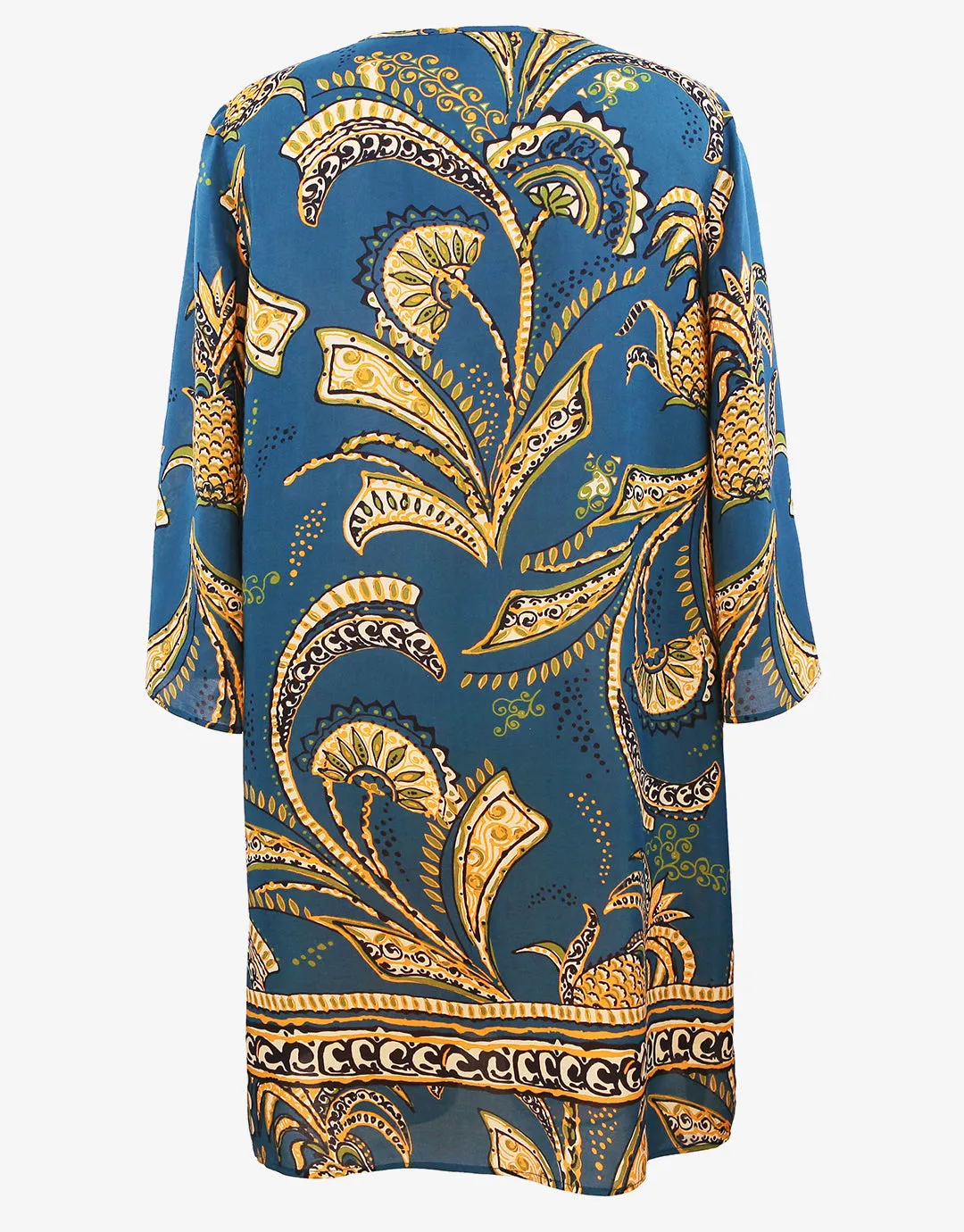Satin Fruits Tunic - Ocean Pineapple
