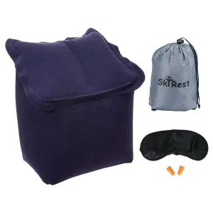 Skyrest® Inflatable Travel Pillow Portable Head Neck Rest Pillow | for Airplanes Cars Buses Trains Office | Free 1 Eye Mask 2 Ear Plugs Drawstring Pillow Bag