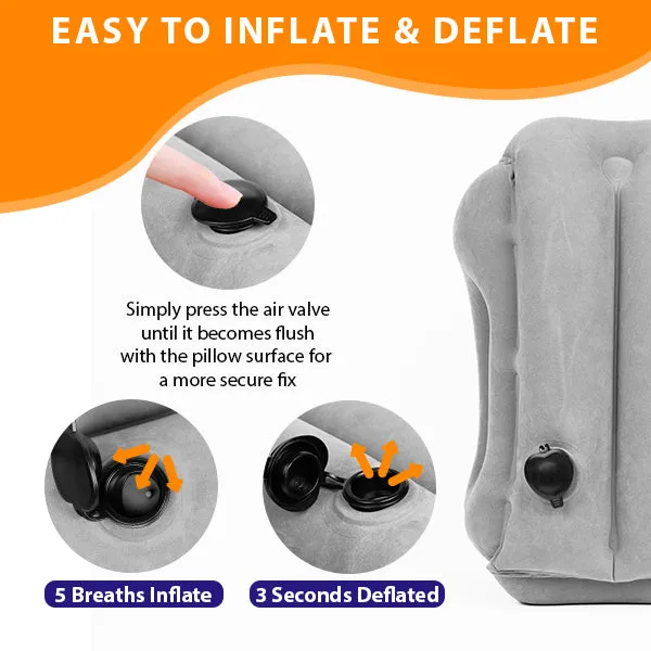 Skyrest Inflatable Travel Pillow Used for Airplanes/Cars/Buses/Trains/Office Small (Gray)