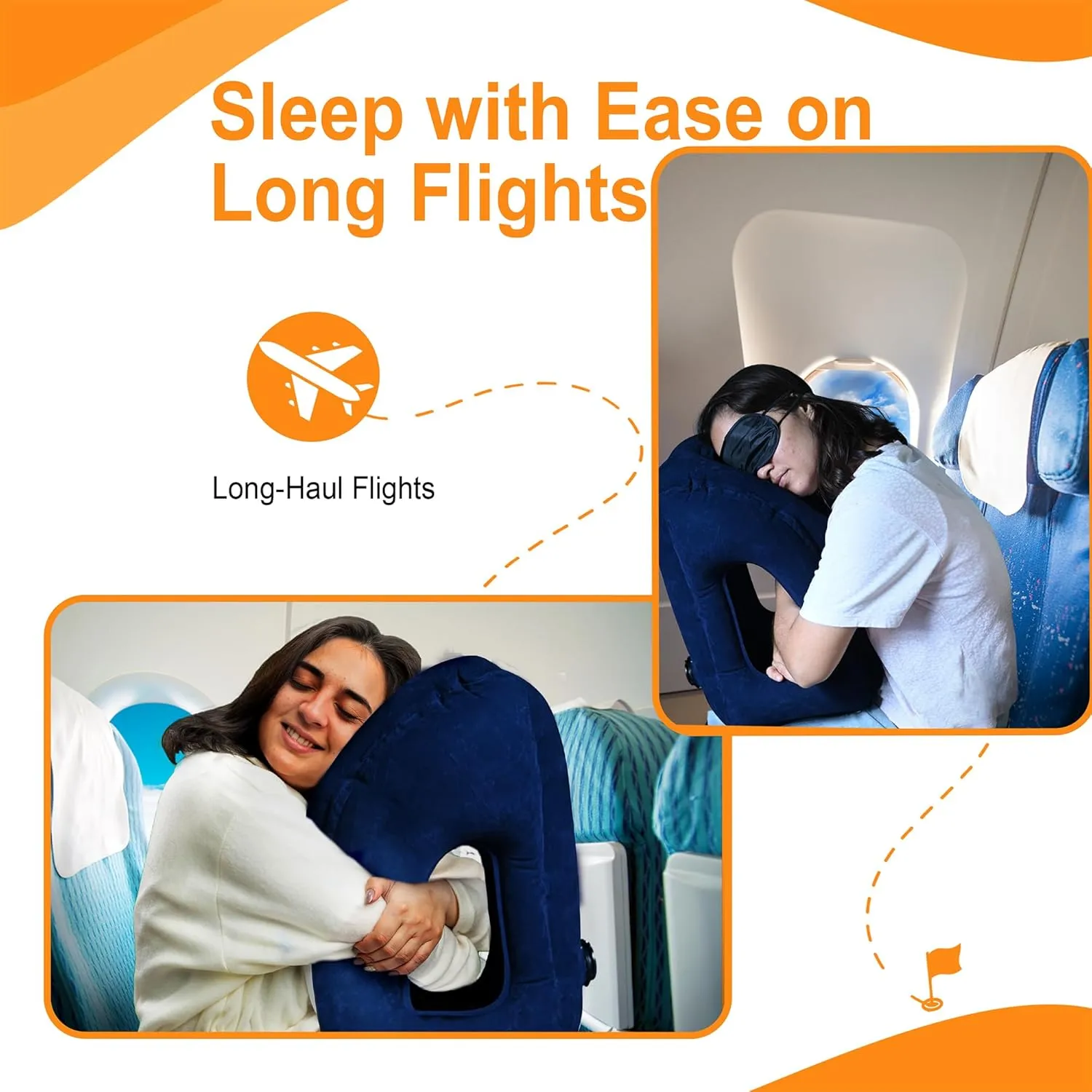 Skyrest Inflatable Travel Pillow Used for Airplanes/Cars/Buses/Trains/Office Small (Gray)