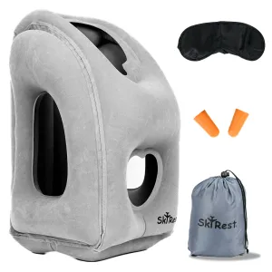 Skyrest Inflatable Travel Pillow Used for Airplanes/Cars/Buses/Trains/Office Small (Gray)