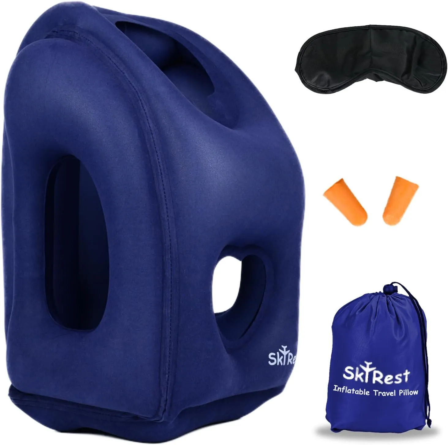 Skyrest Inflatable Travel Pillow Used for Airplanes/Cars/Buses/Trains/Office Small (Gray)