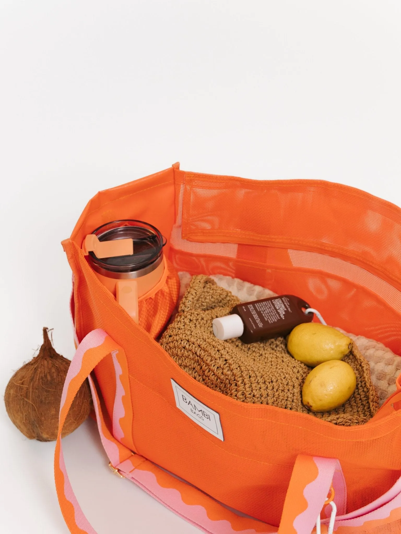 The Bambi Mesh Bag in Tangerine