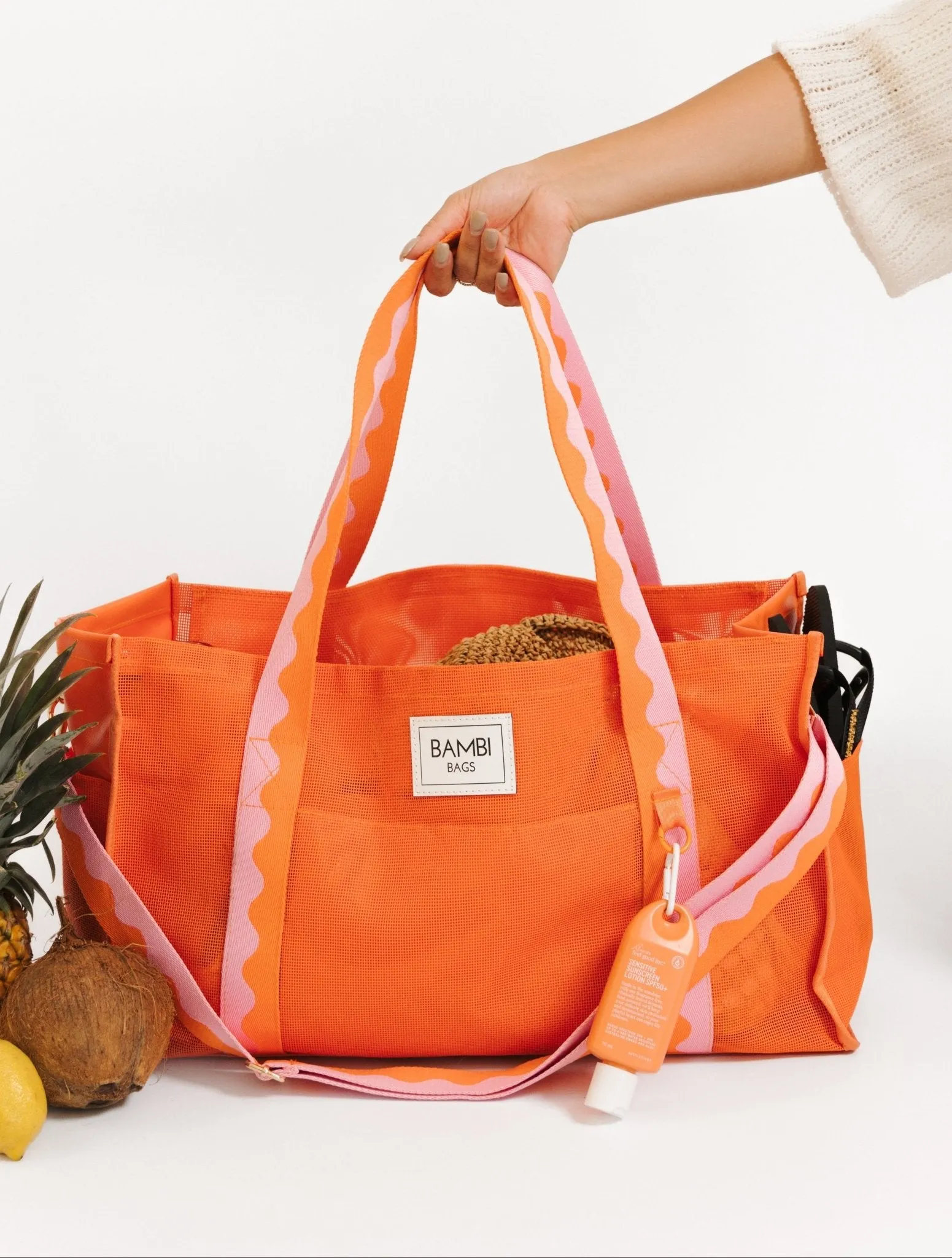 The Bambi Mesh Bag in Tangerine