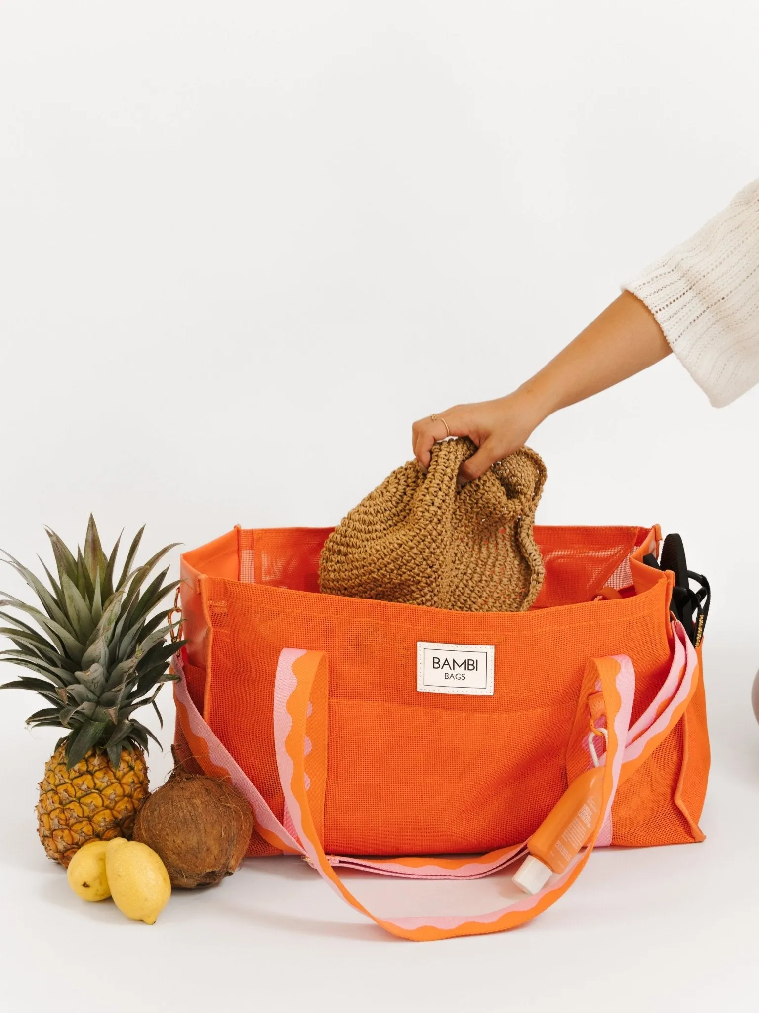 The Bambi Mesh Bag in Tangerine