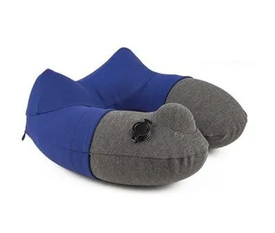 Travelmall Inflatable Neck Pillow With Patented 3D Pump in Blue Color