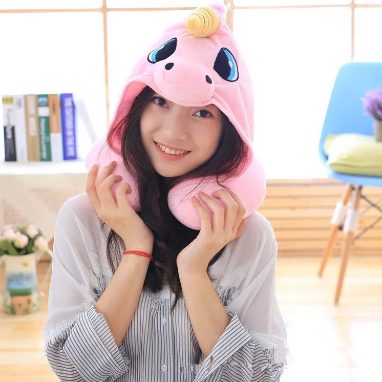 Unicorn Neck Pillow with Hoodie