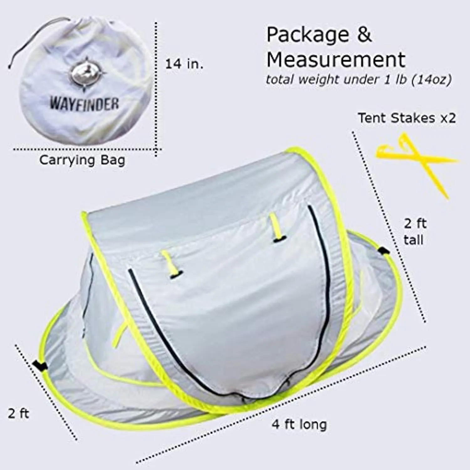 Wayfinder TravelTot, Baby Travel Tent Portable Baby Travel Bed Indoor & Outdoor Travel Crib Baby Beach Tent UPF 50  UV Protection w/Mosquito Net and 2 Pegs
