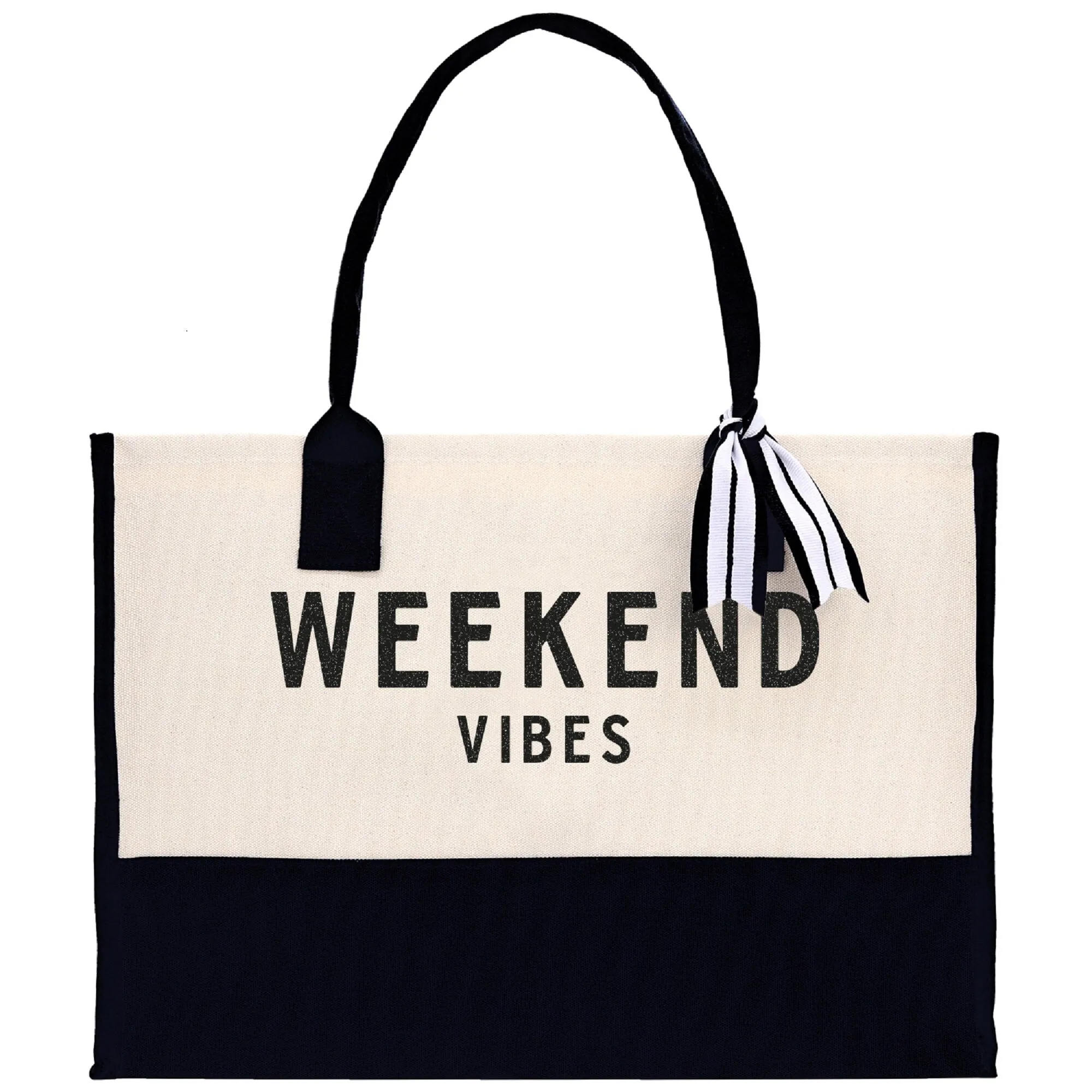 Weekend Vibes Beach Tote Bag - Large Chic Tote Bag - Gift for Her - Girls Weekend Tote - Weekender Bag - Weekend Tote - Weekend Vibes Bag